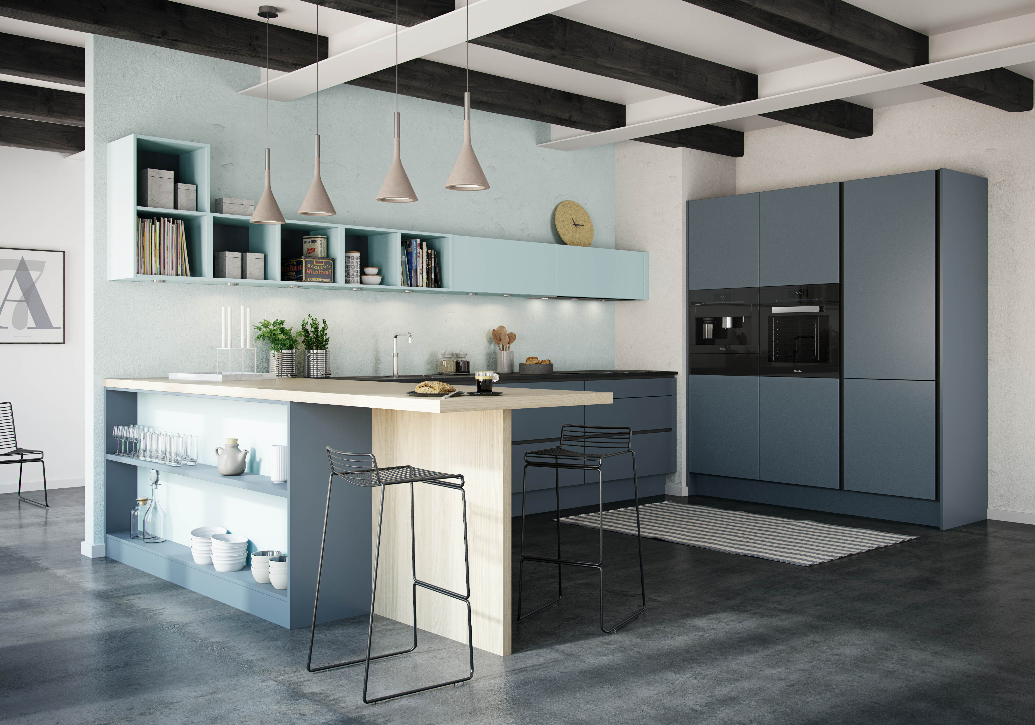 Materialkombinasjoner fra Svane Kjøkken.