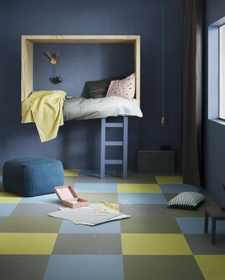 Marmoleum Click fra Forbo Flooring er linoleumsfliser som er enkle å legge og gøy å designe! Samtidig har det alle egenskaper et barnerom trenger.