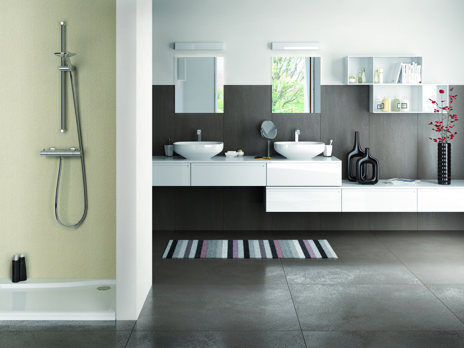 Flisene kan brukes på gulv og vegg innendørs.