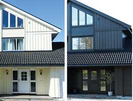 <b>STOR FORANDRING:</b> Forskjellen mellom før og etter taket og resten av fasaden ble malt er stor. 