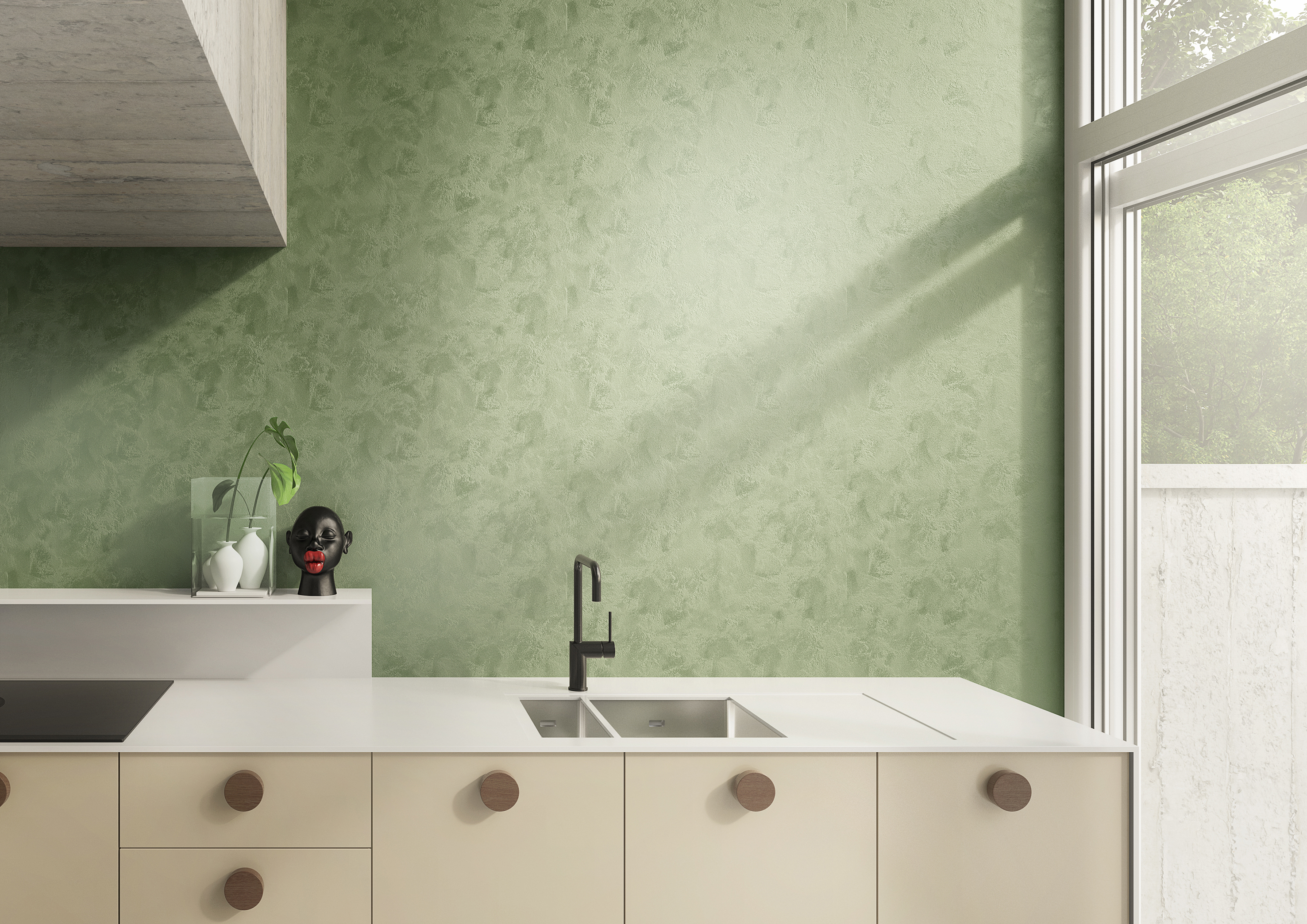 grønn metallisk effektvegg