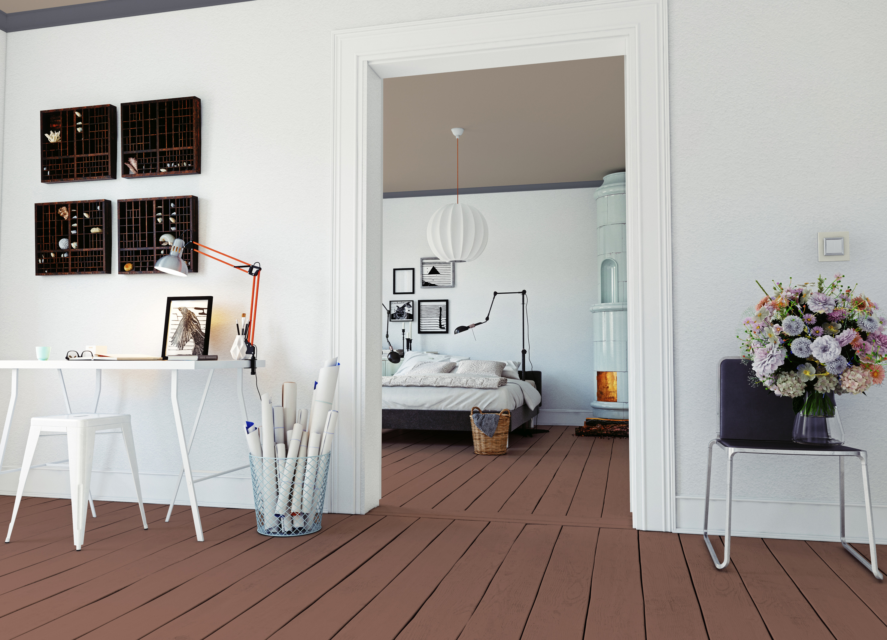 Matt, mørk gulvmaling