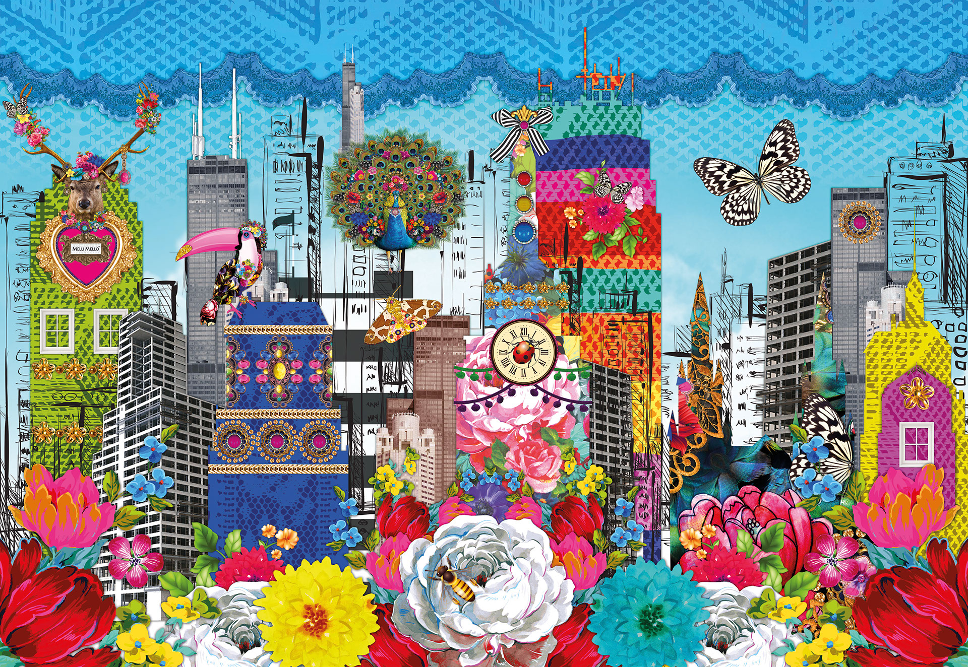 Popkultur med etnisk mix. En overflod av detaljer, luksus og farger er det i motivene fra karakteristiske Melli Mello. (Foto: Fantasi Interiør)