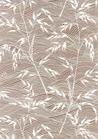 Strå, stilistiske blomster og kvister er mønstre som går igjen i mange av de nye tapet og tekstilene. Tapet fra Interiøragenturer J. Sveen.