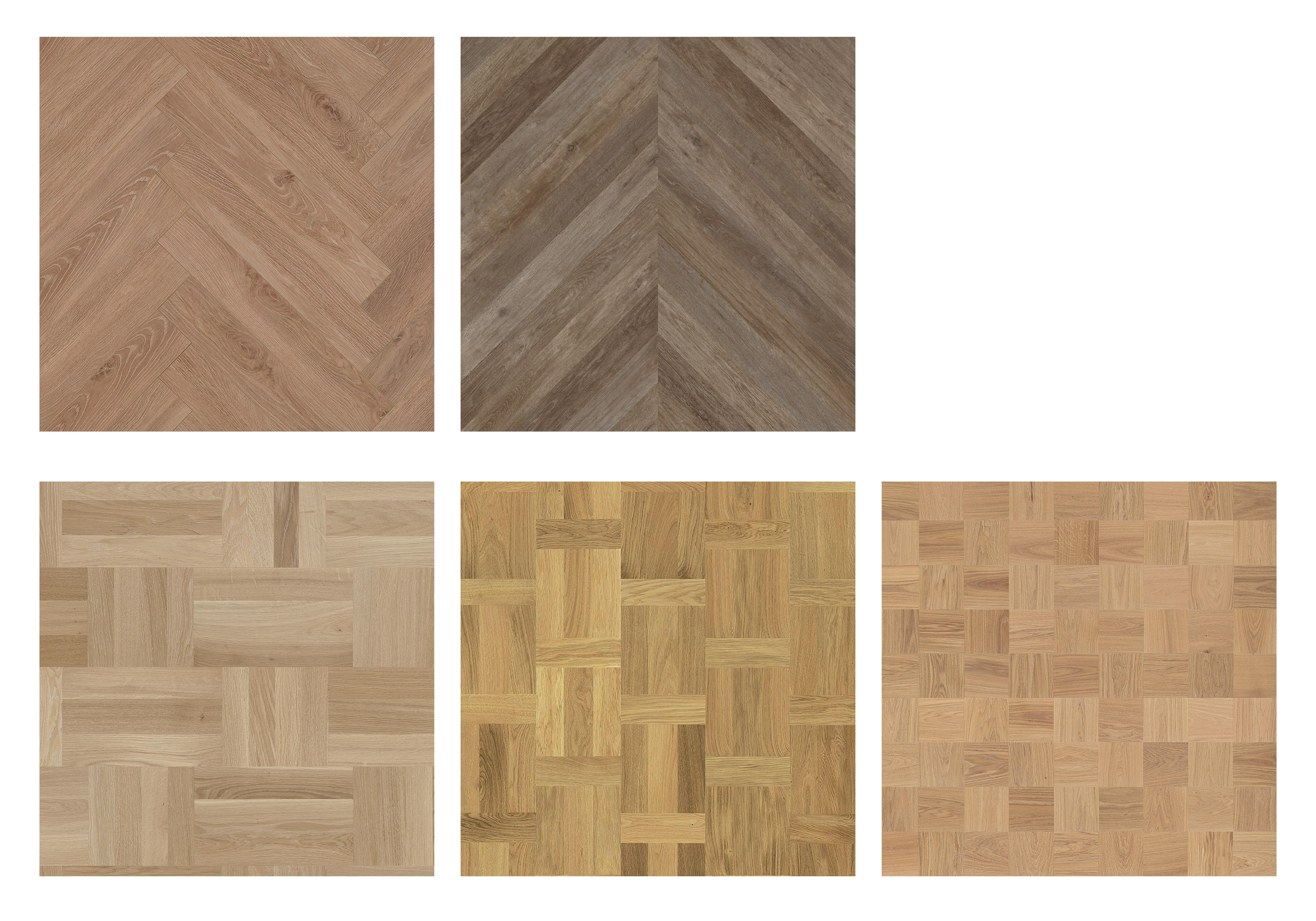 flere ulike typer mønstergulv