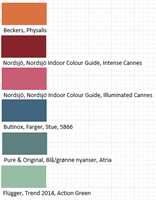 Du kan velge mellom mange ulike farger fra flere malingsprodusenters fargekart.