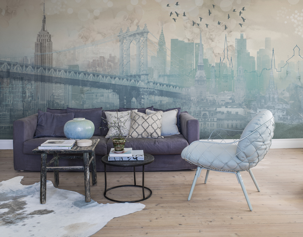 Fototapet fra Mr Perswall med drømmeutsikt i turkise nyanser.