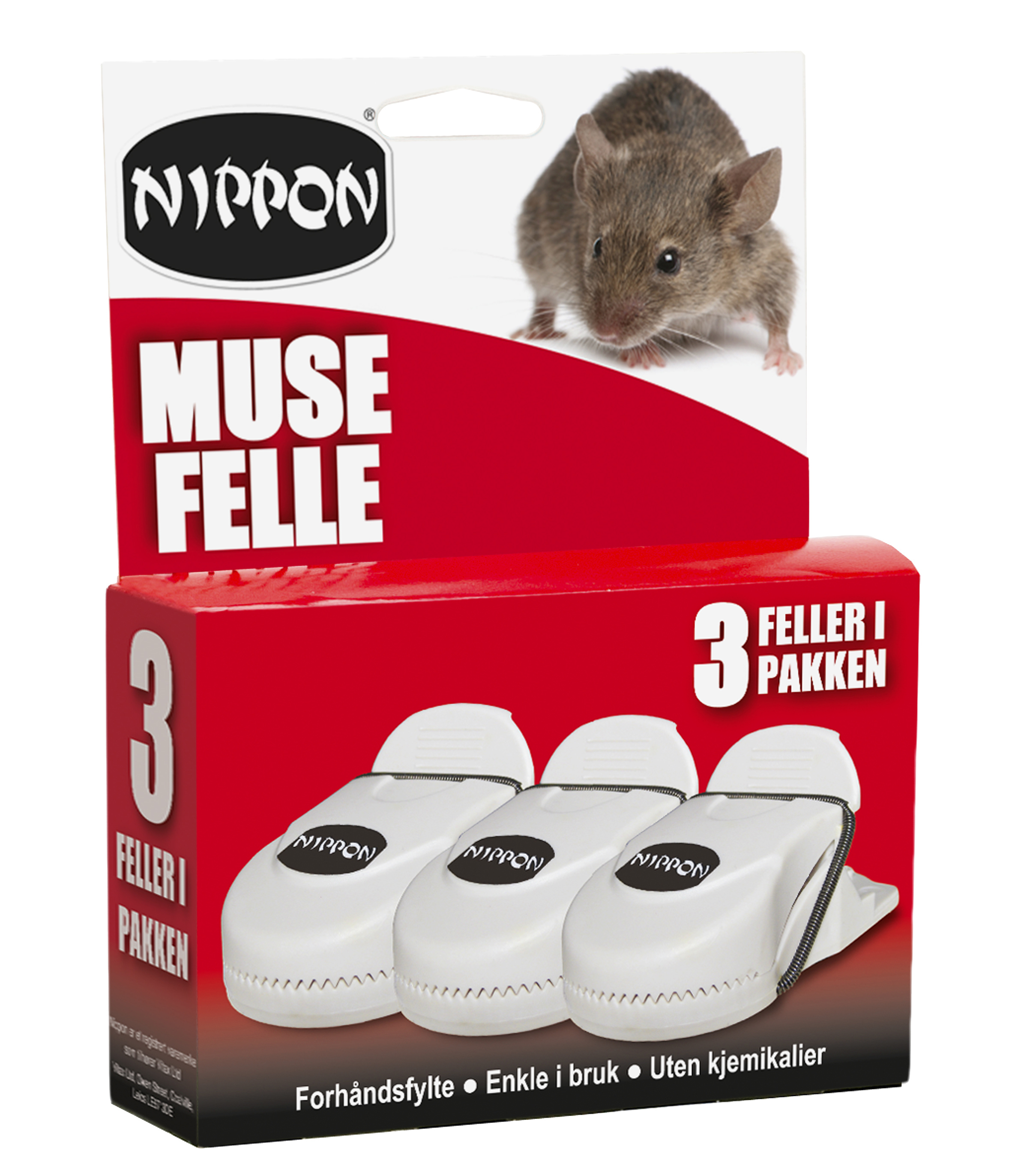 Denne musefellen er forhåndsfylt med åte.