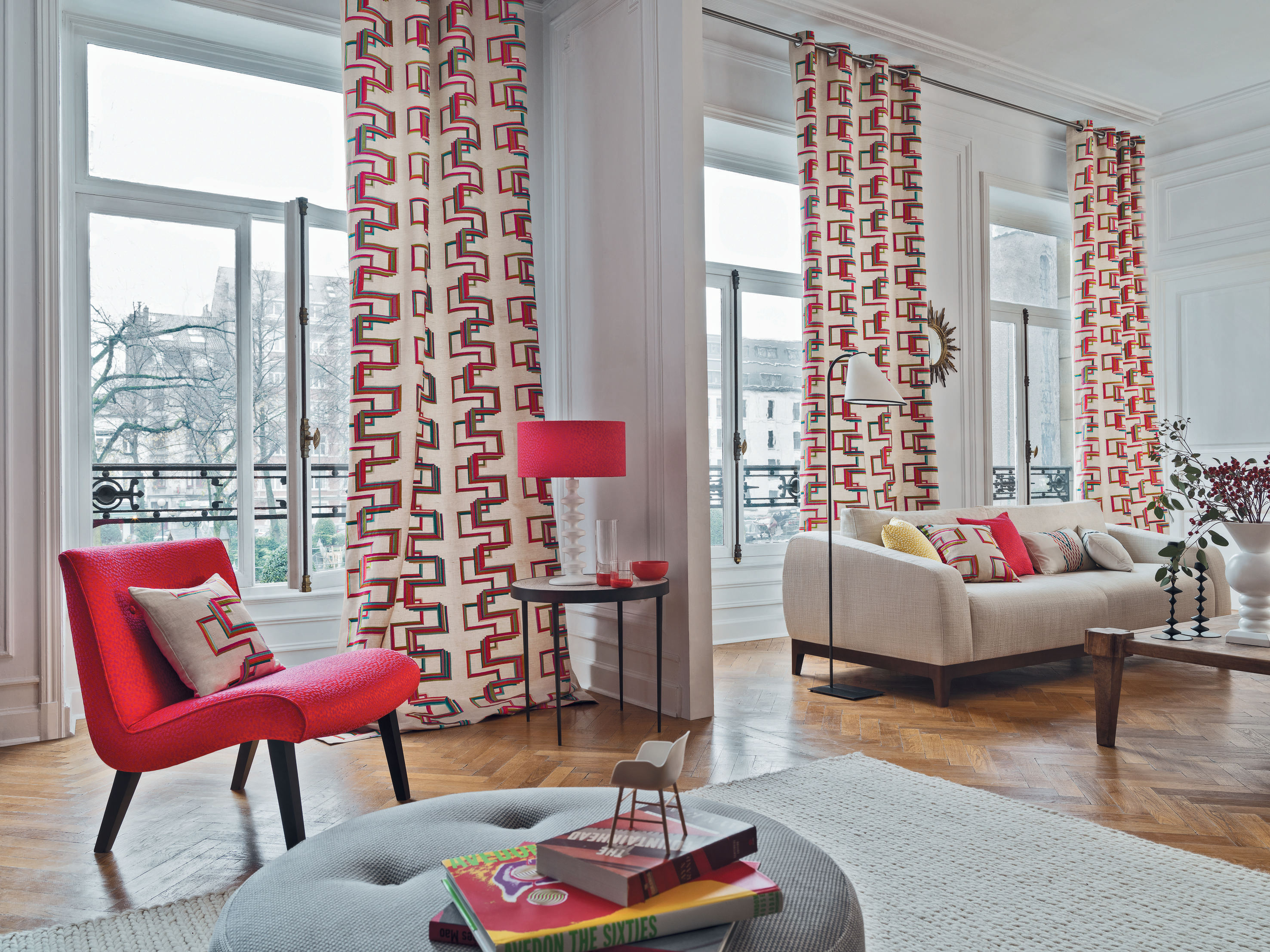 Grafisk mønstret gardiner