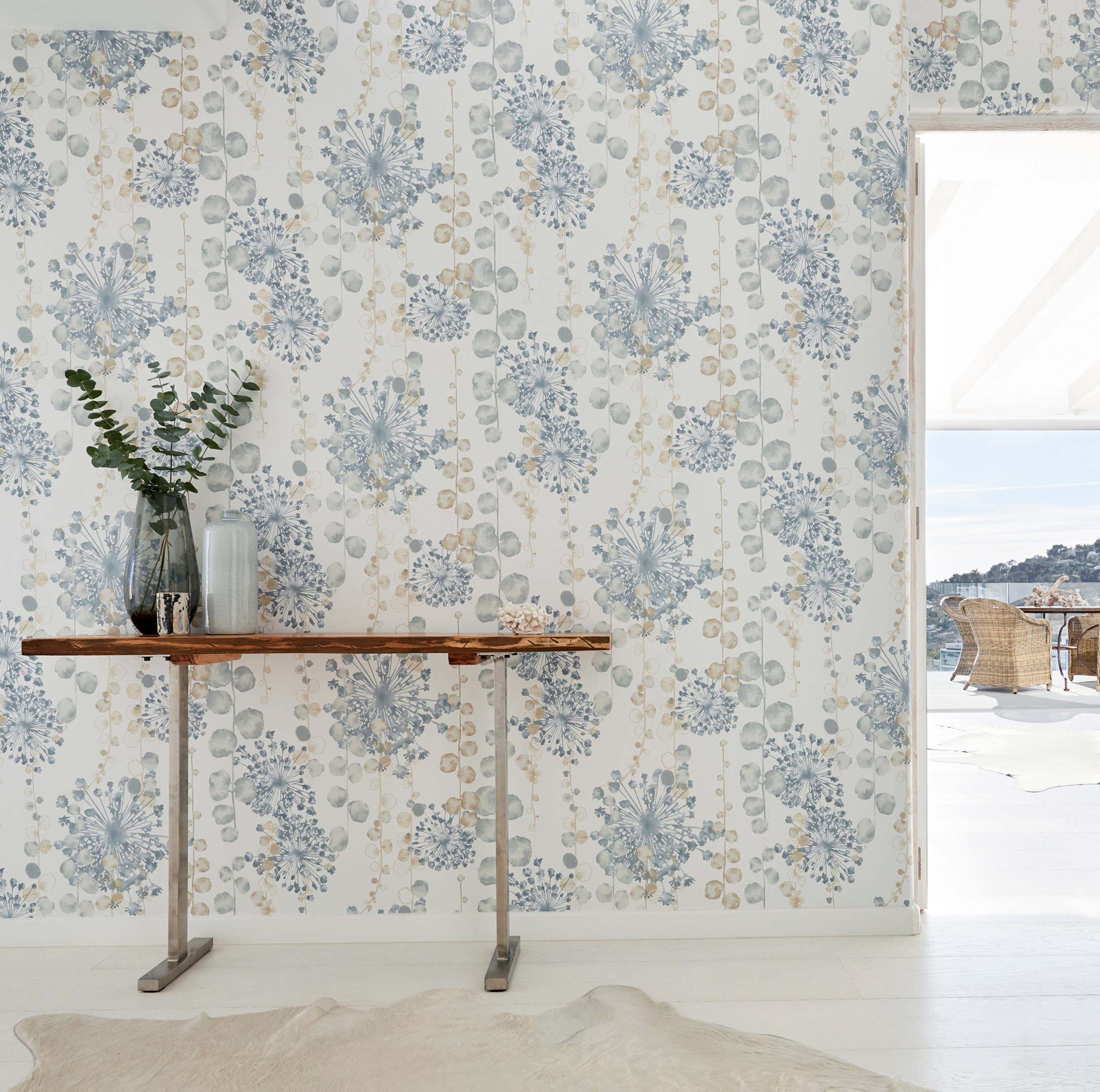 Landlig tapet på soverommet