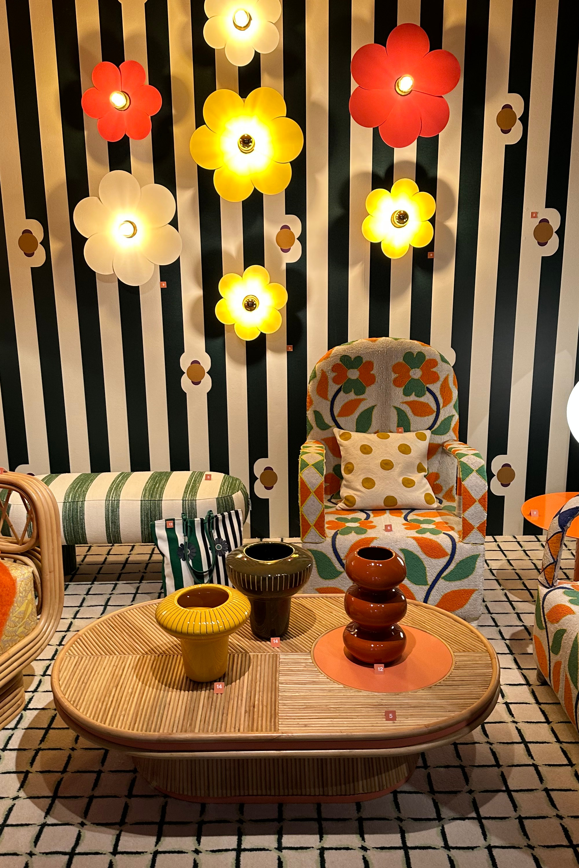 striper og blomster fargerikt