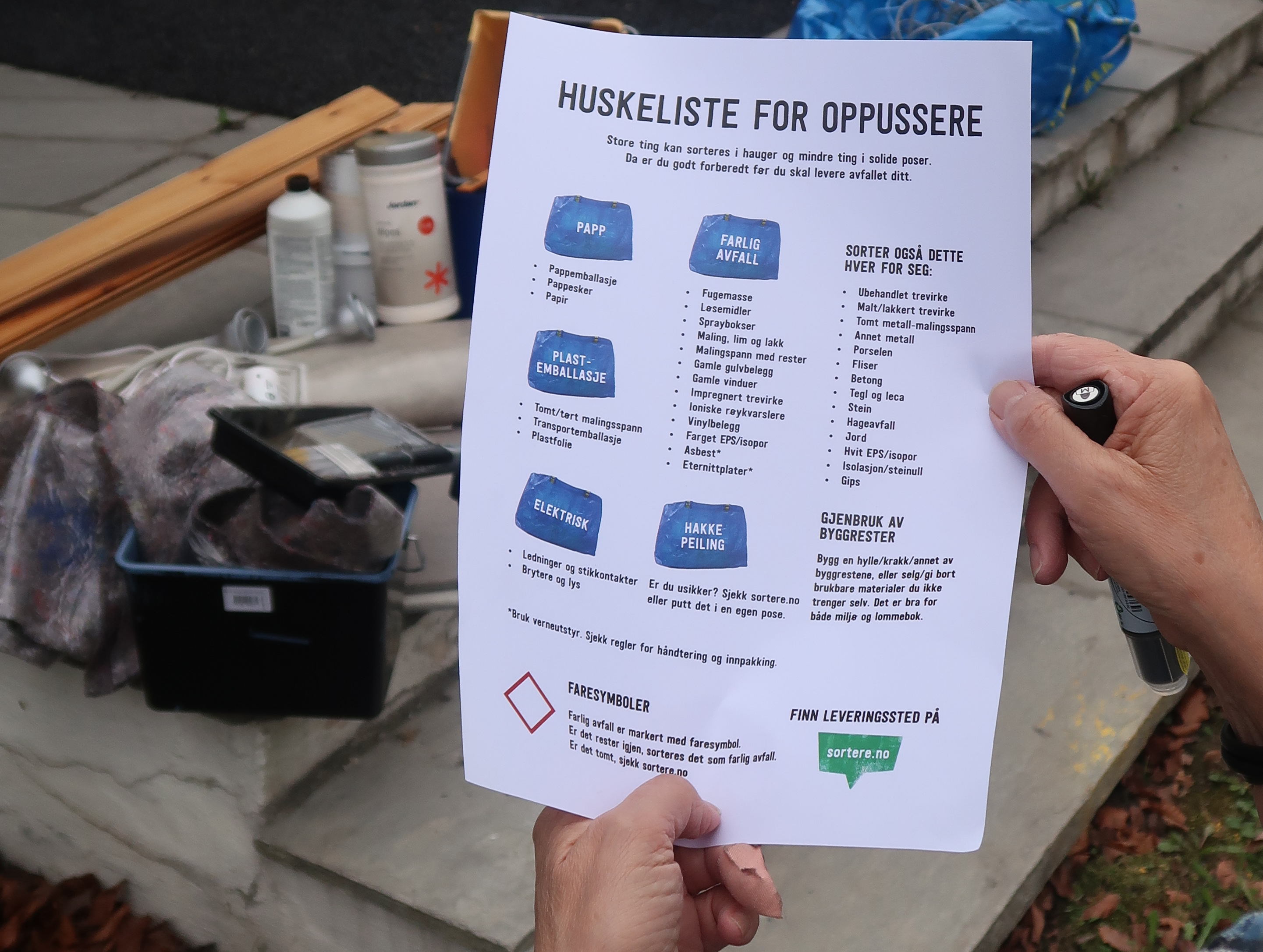 Huskeliste over avfallssortering