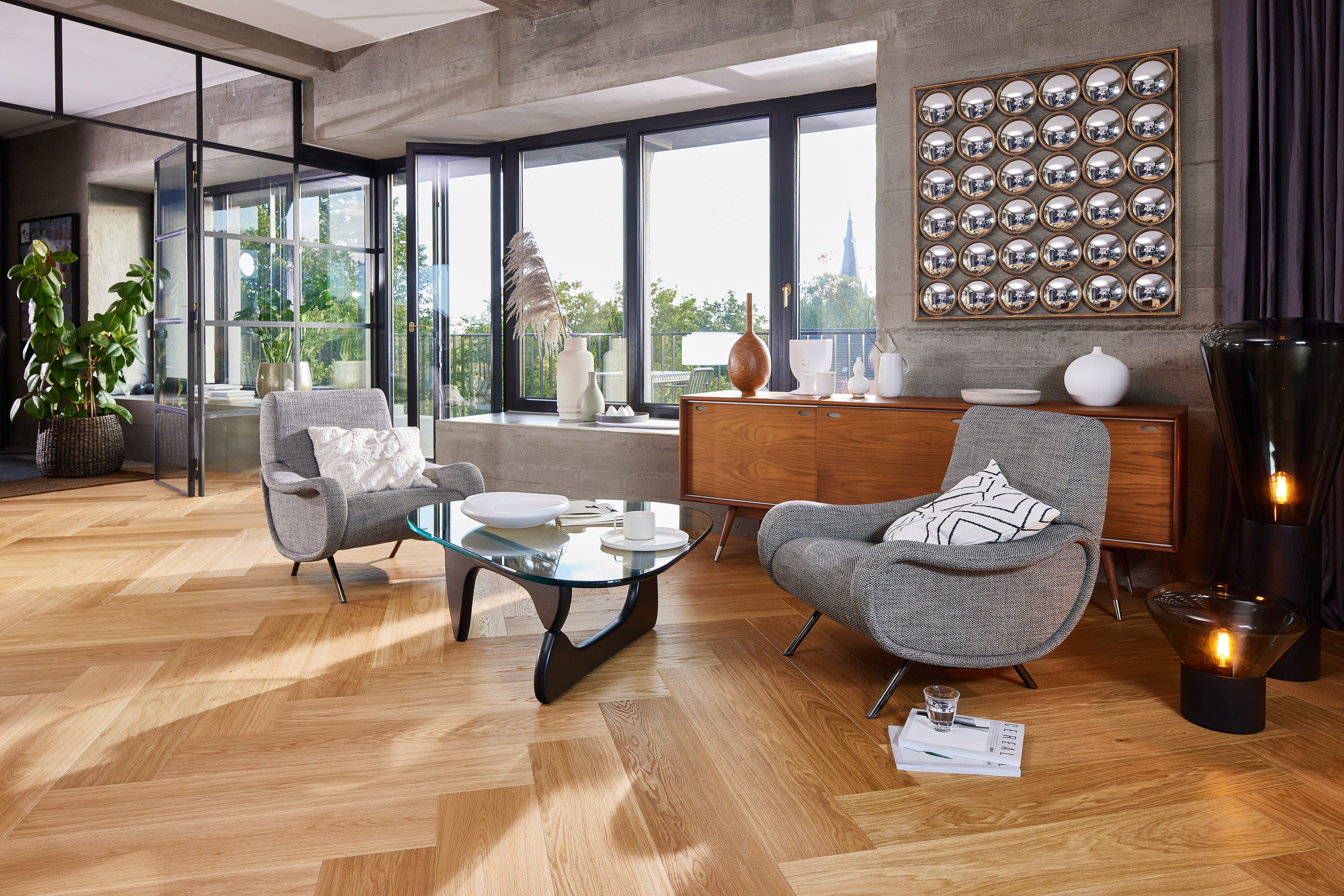 stue med parkettgulv