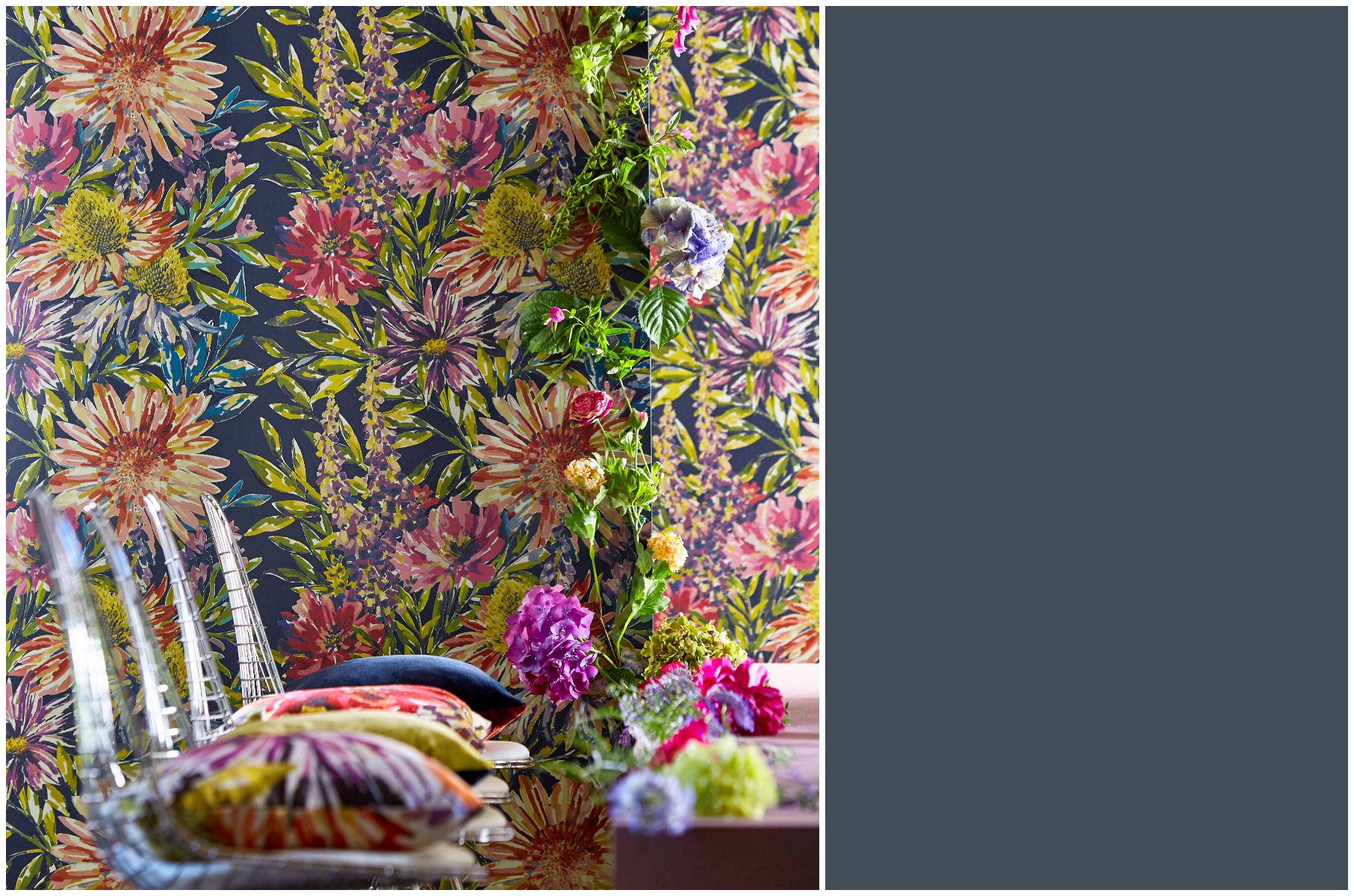 Blomstret tapet til Deco Blue