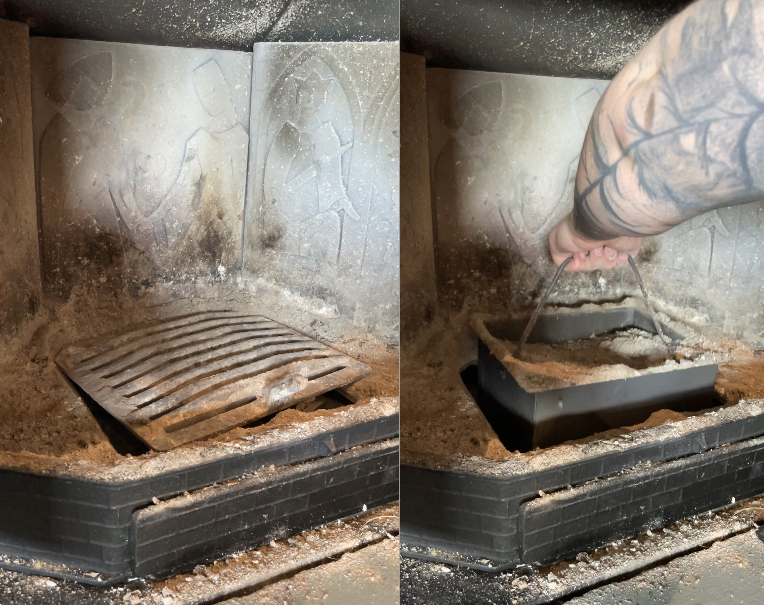 tømming av aske i peis