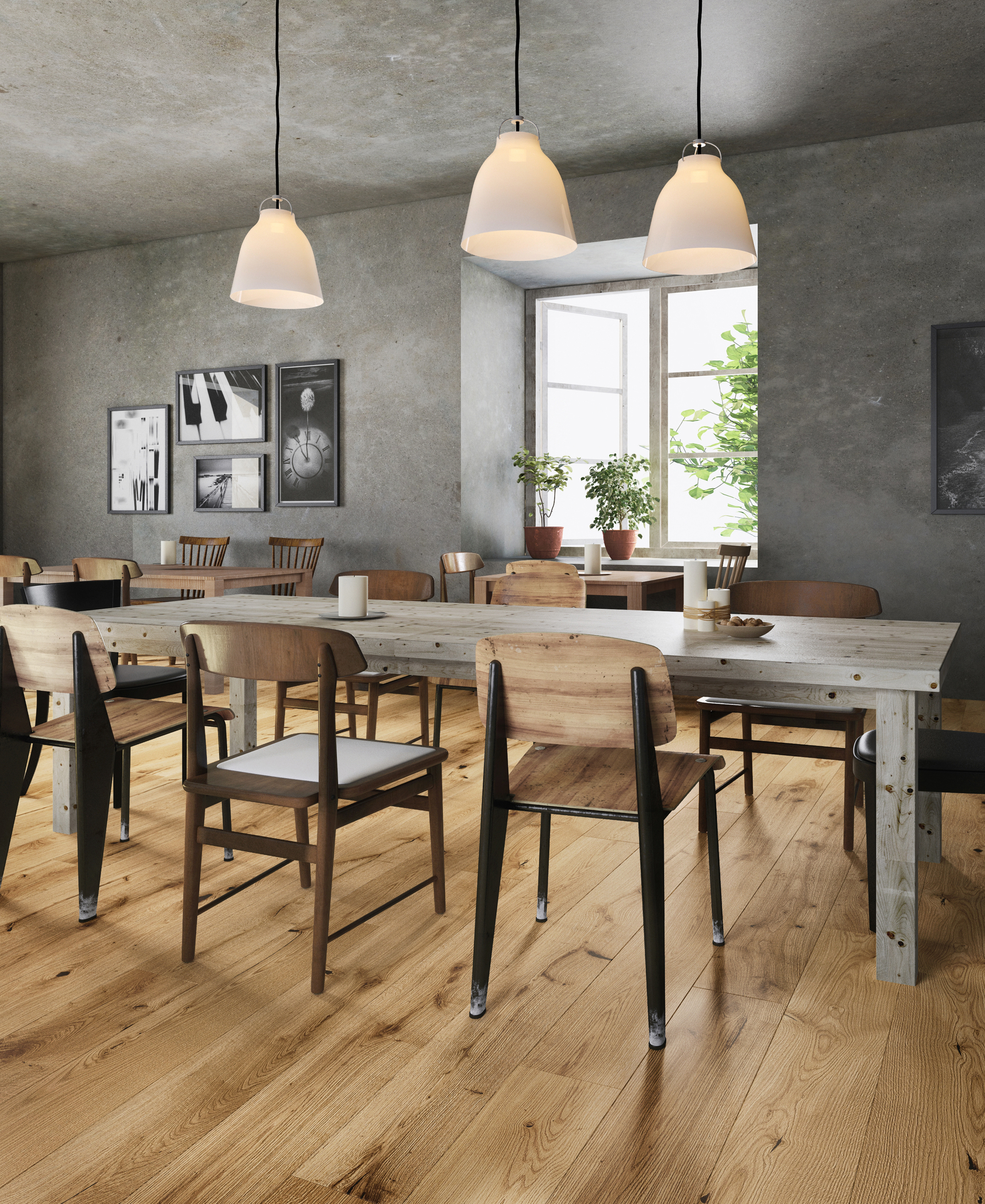 Alle treslag har sine egne farger. Med en rustikk sortering av råvarene, blir gulvet livfullt og setter stor preg på rommet. 