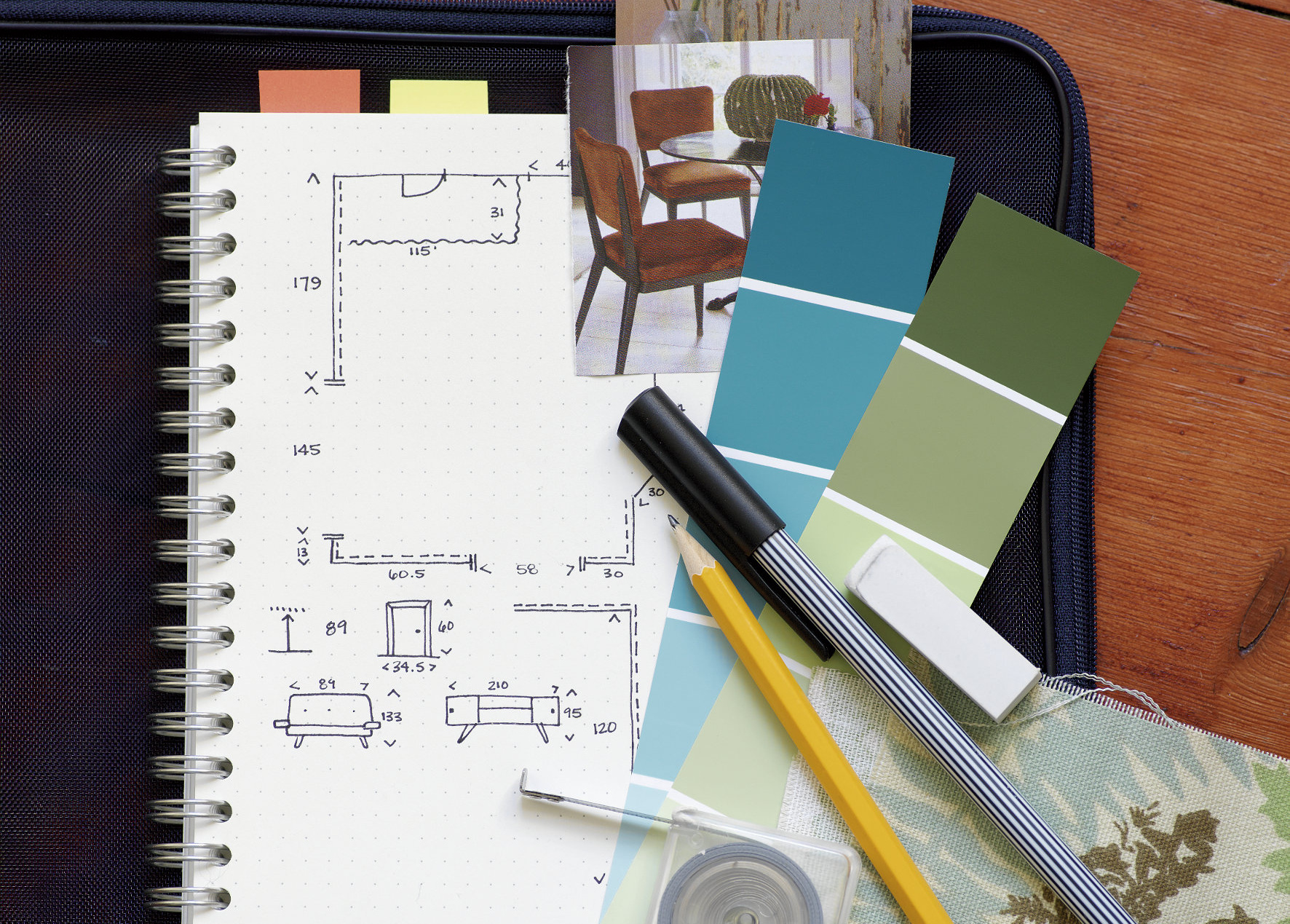 PLAN: Finn fram notatblokk, penn og m&aring;leb&aring;nd. Det er viktig &aring; planlegge godt. (Foto: Nordsj&ouml;)