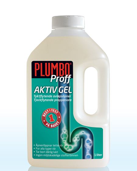 Har du tett avløp og vond lukt? Da kan du prøve med Plumbo Proff Aktiv gel.