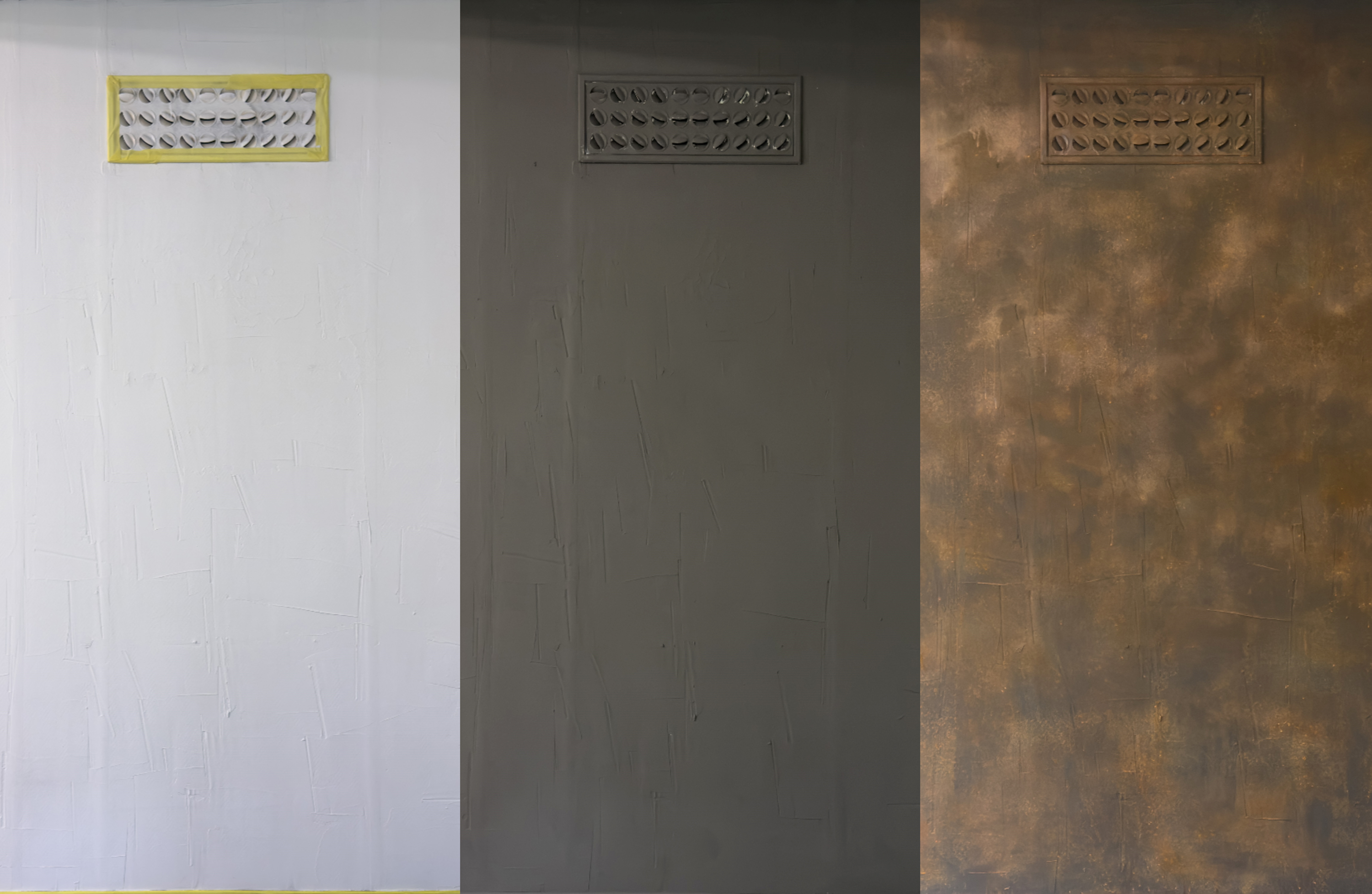 bar vegg, to strøk maling, og flere runder med aktivatorspray