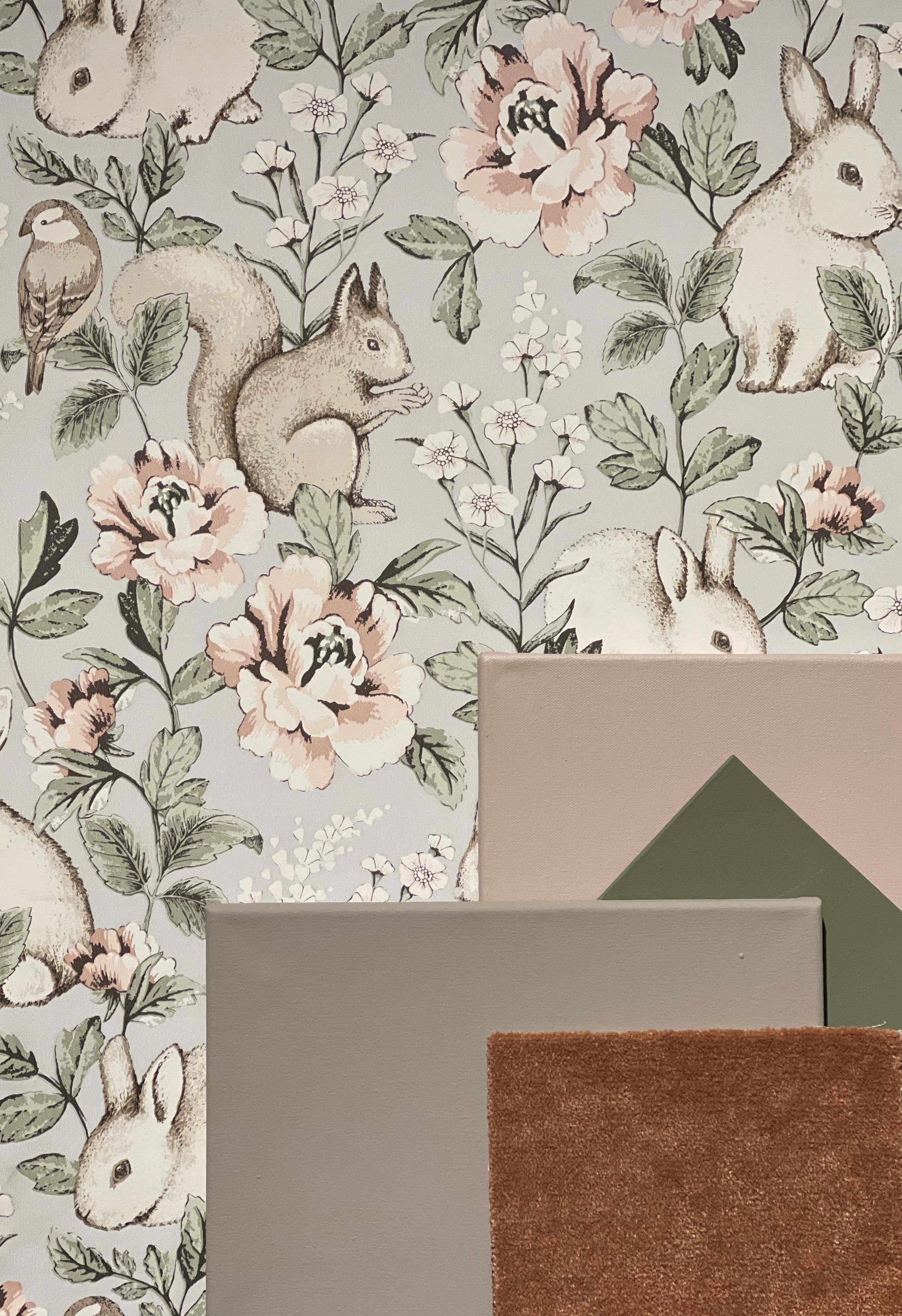 Forslag til barnerom: Vegger males i HH Rakle og kombineres med tapet.