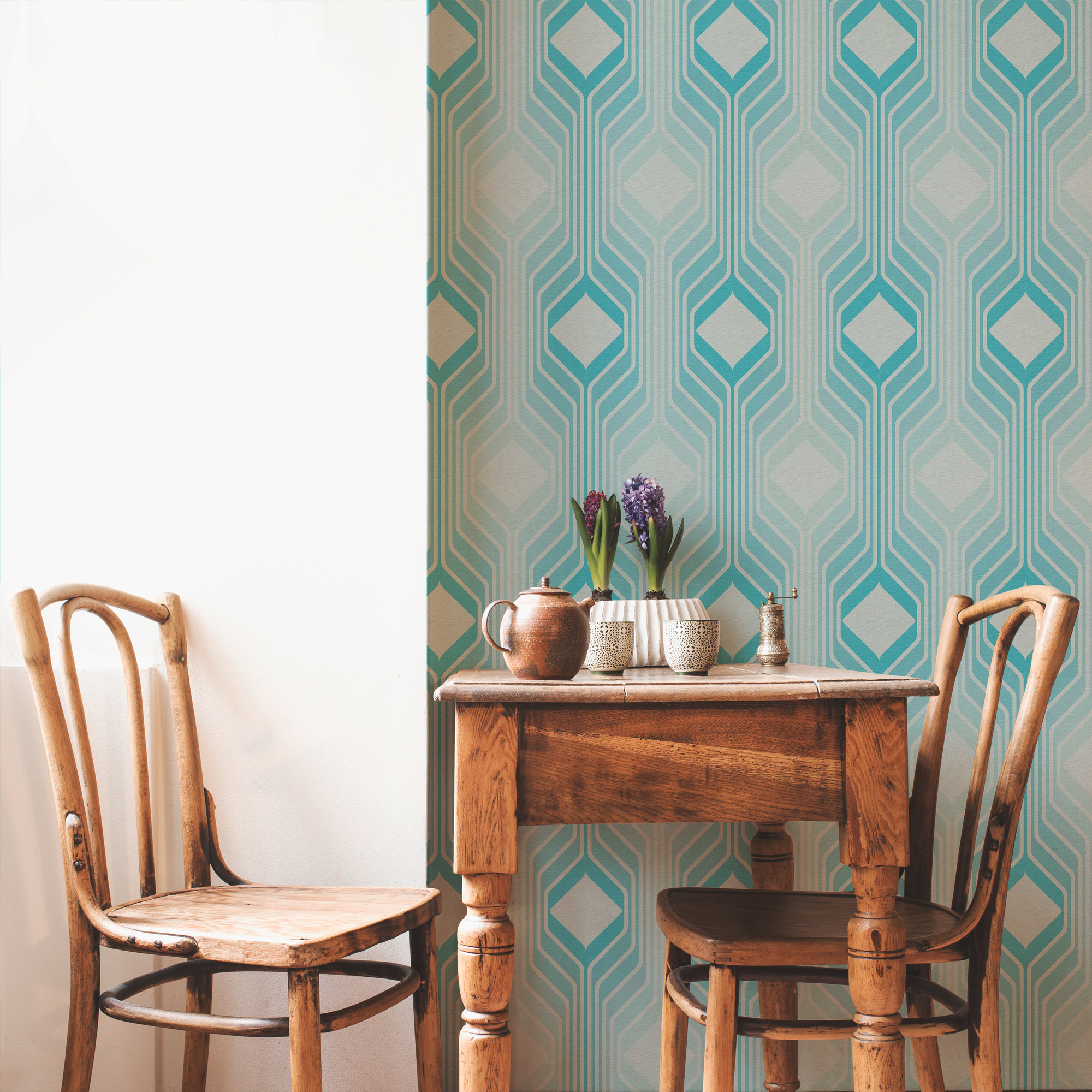 turkis tapet bord tre