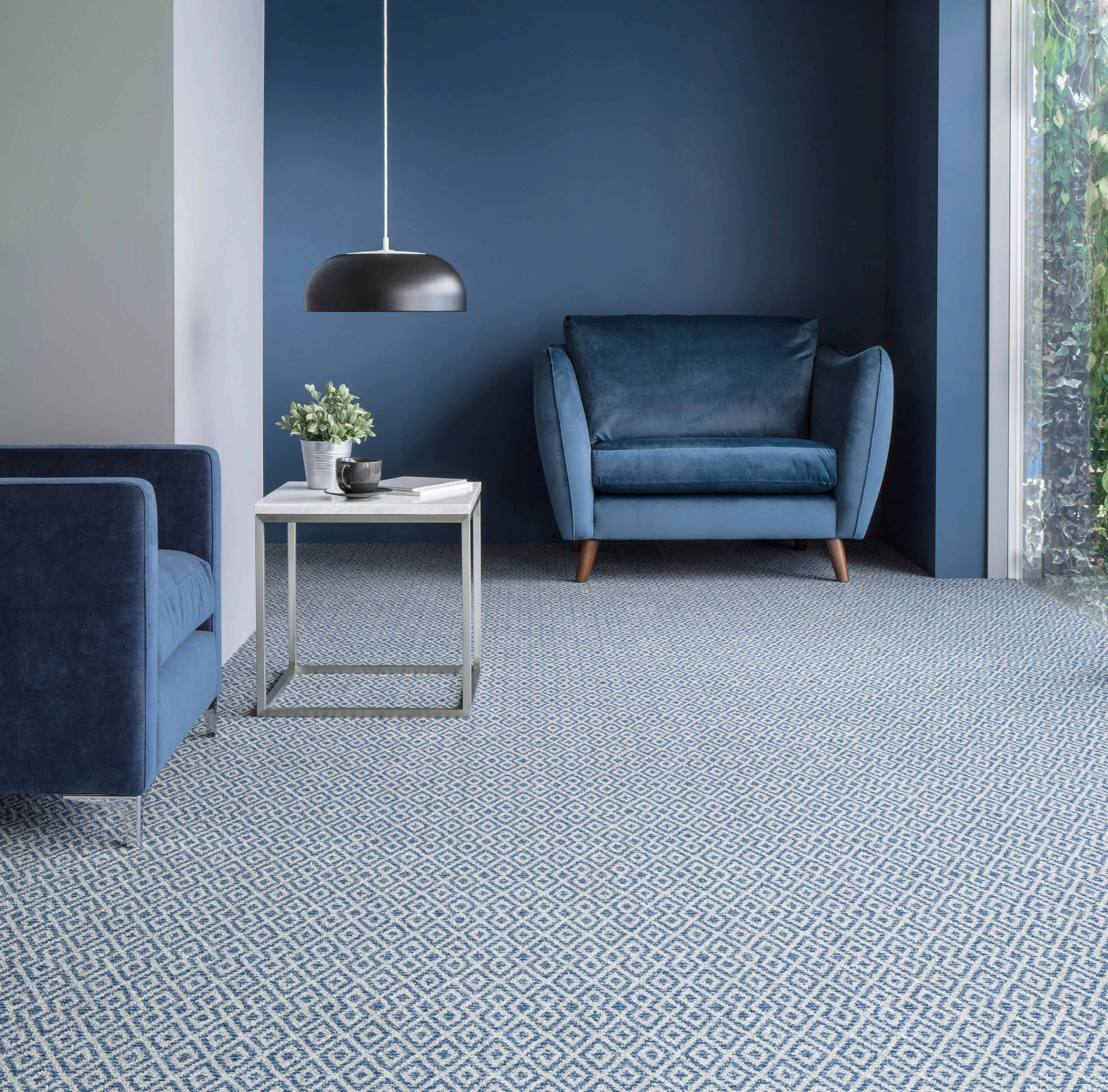 Blått mønsterteppe