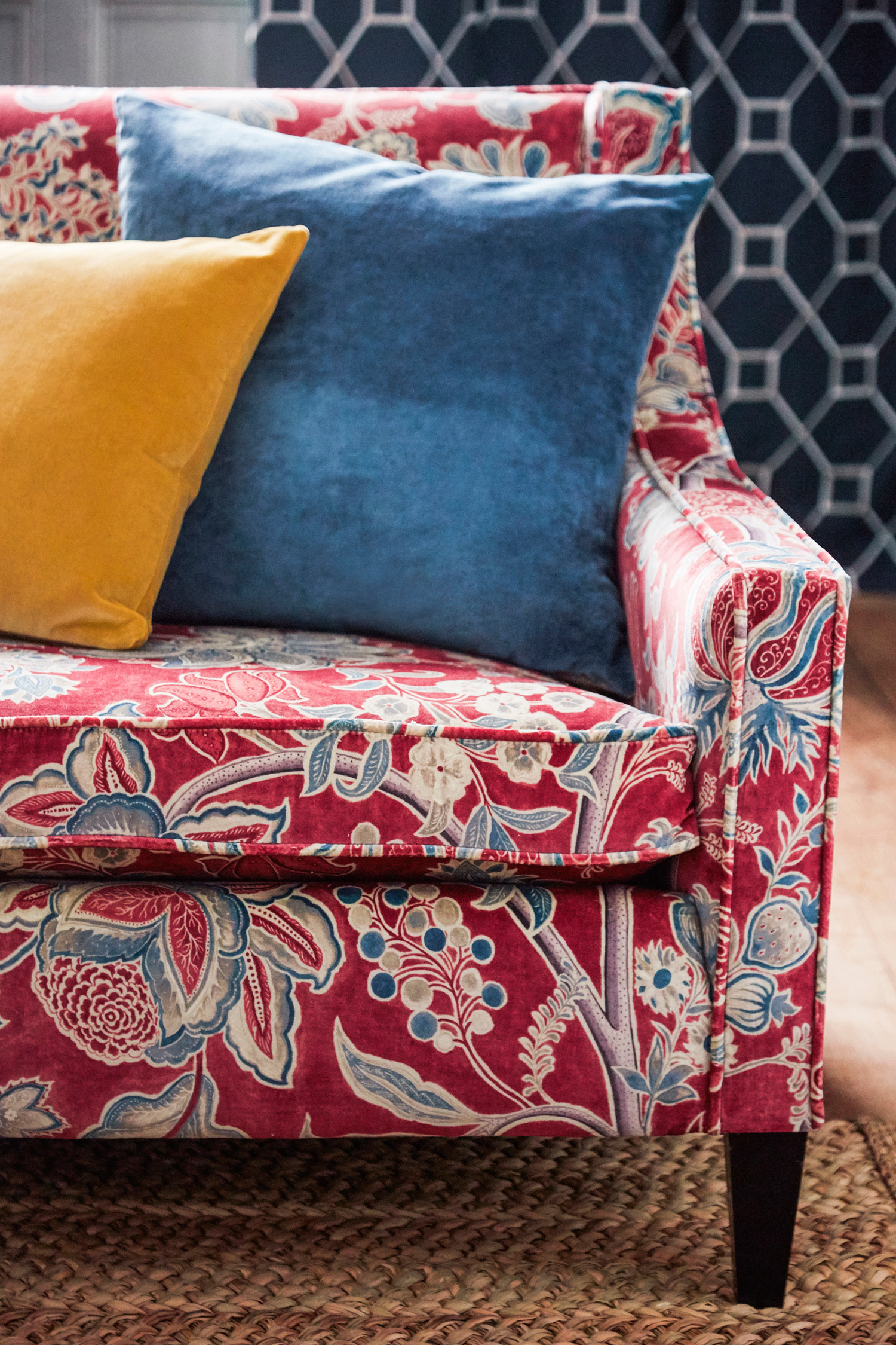 Rødmønstret tekstil