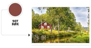 Rødt hus, malt i farge Bøk fra Gjøco