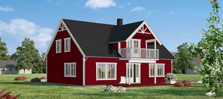 Ifi.no har latt fire malermestere fargesette et og samme hus. Malermester Renate Fiskergård Øien valgte en dyp rødfarge, og lyst grå staffasje.
