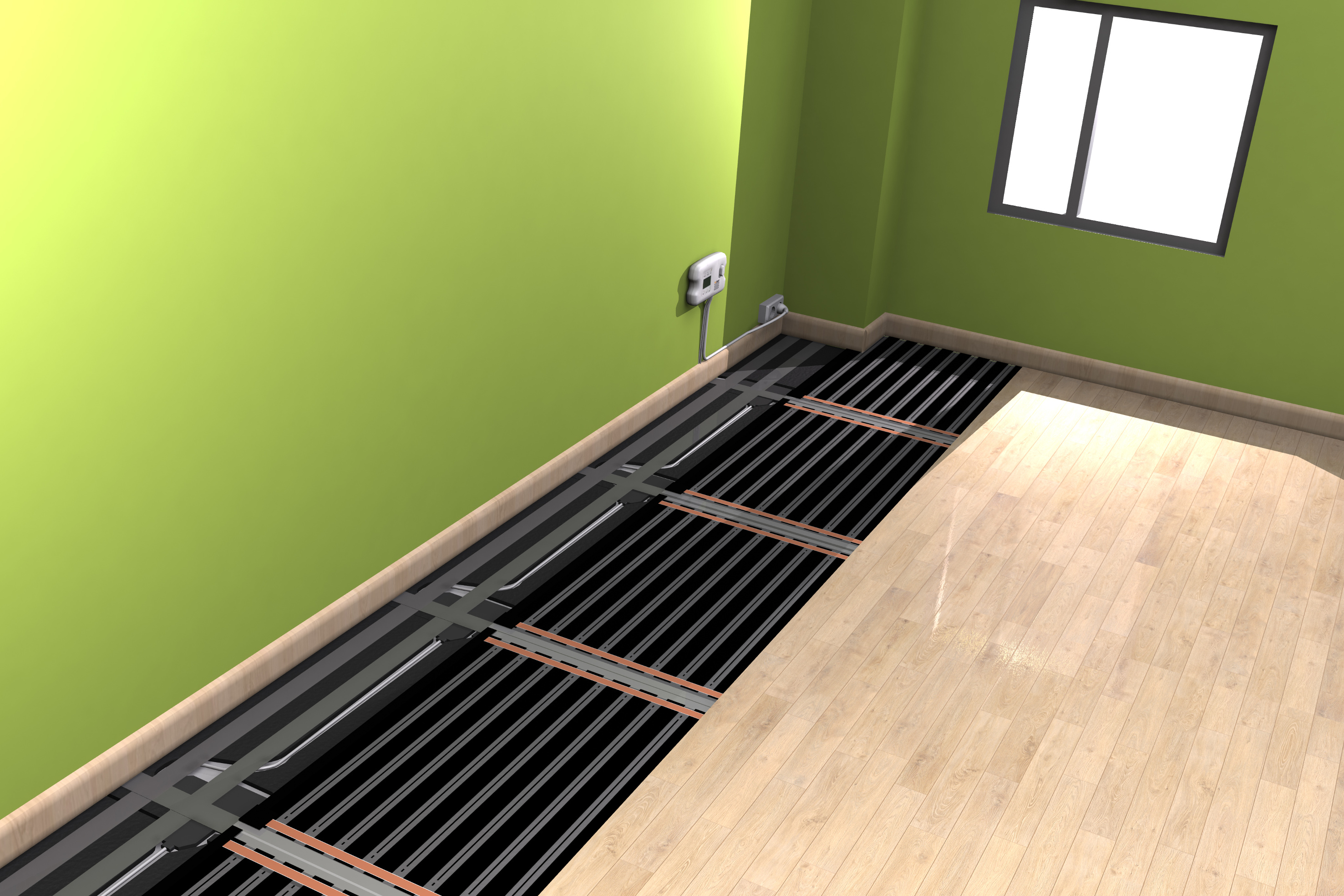 Lune tregulv med kabler