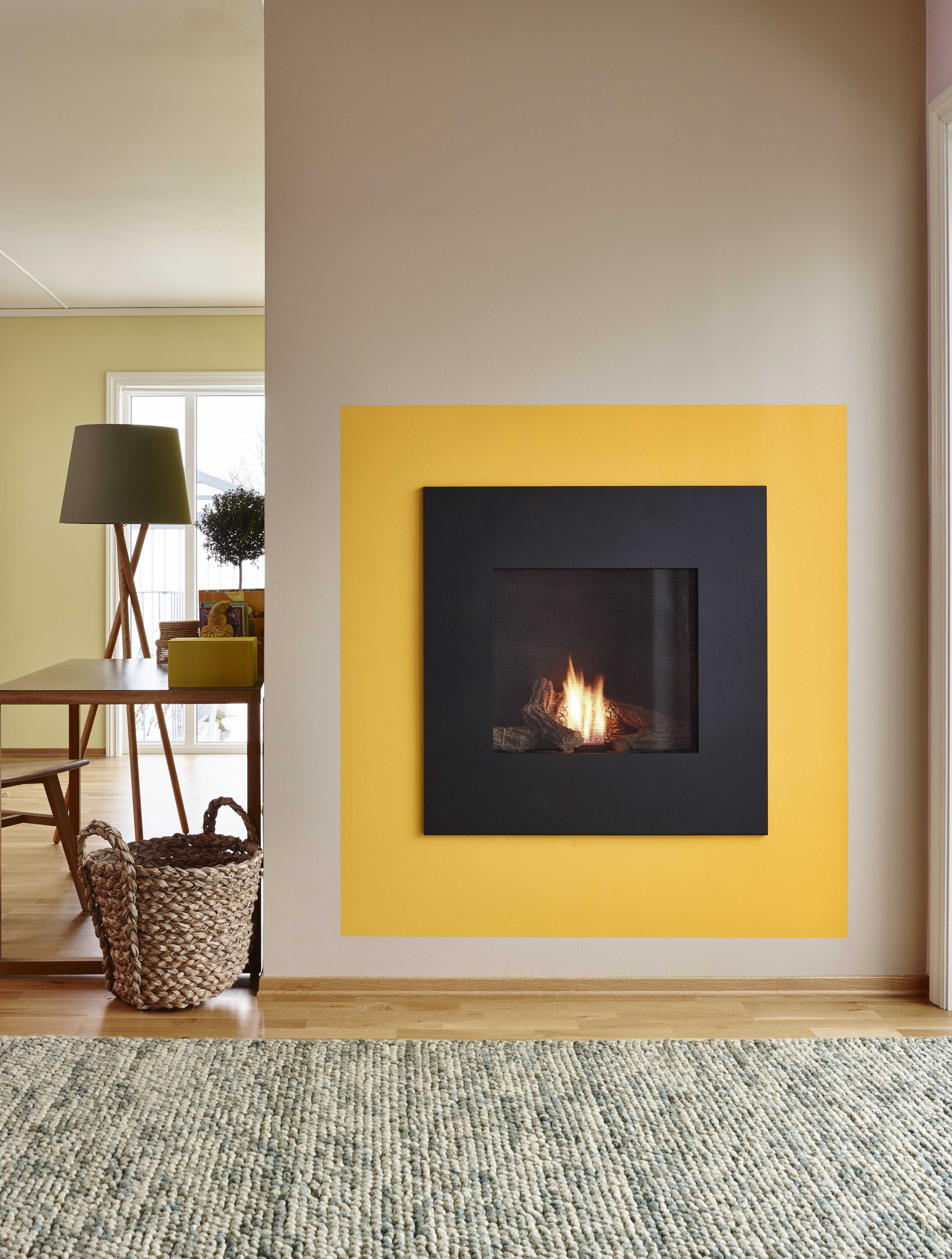 Fargen Sandsten fra Fargerike kombinert med gult innbyr til høstkos.