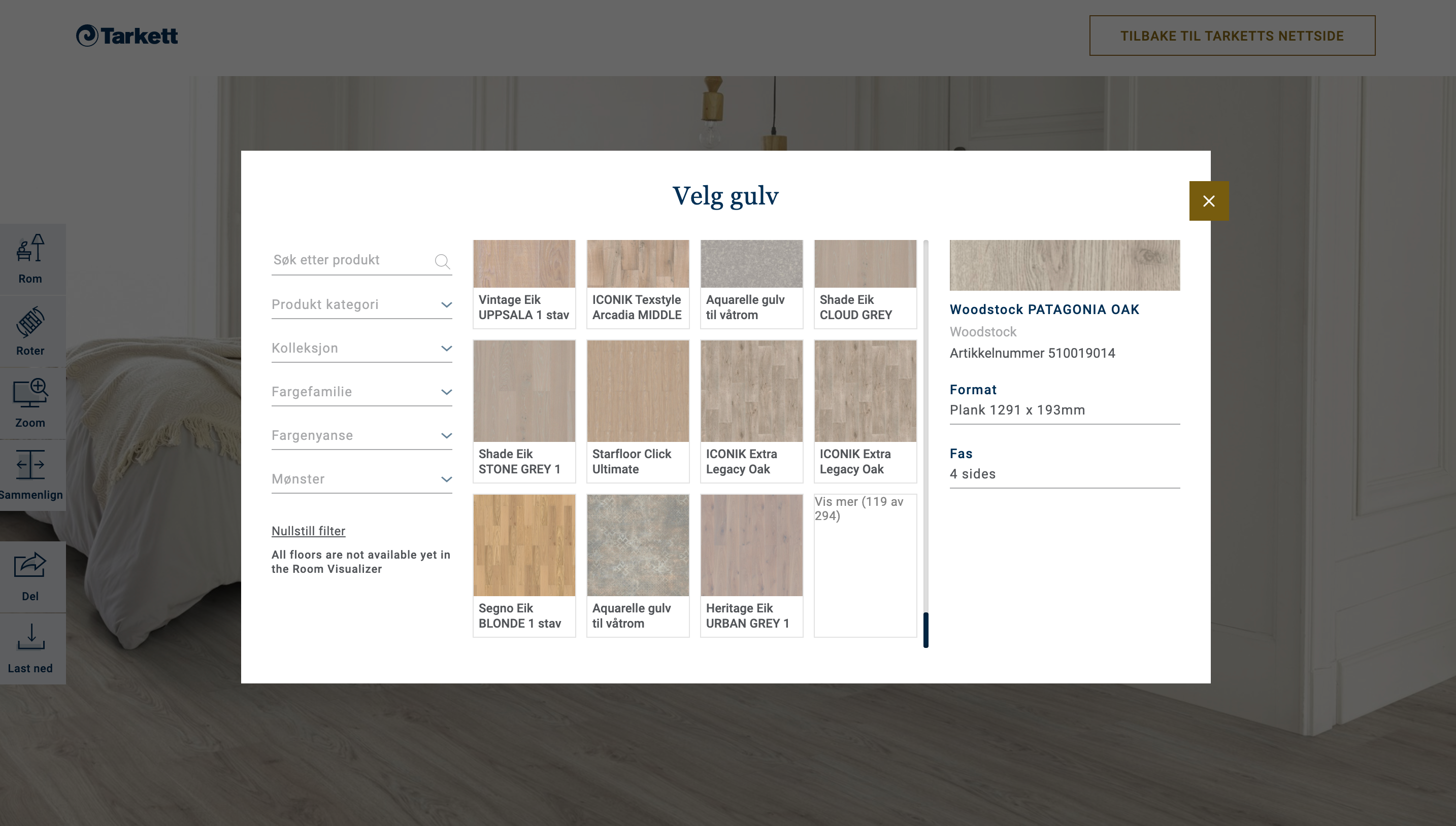 Ulike produktkategorier i verktøyet