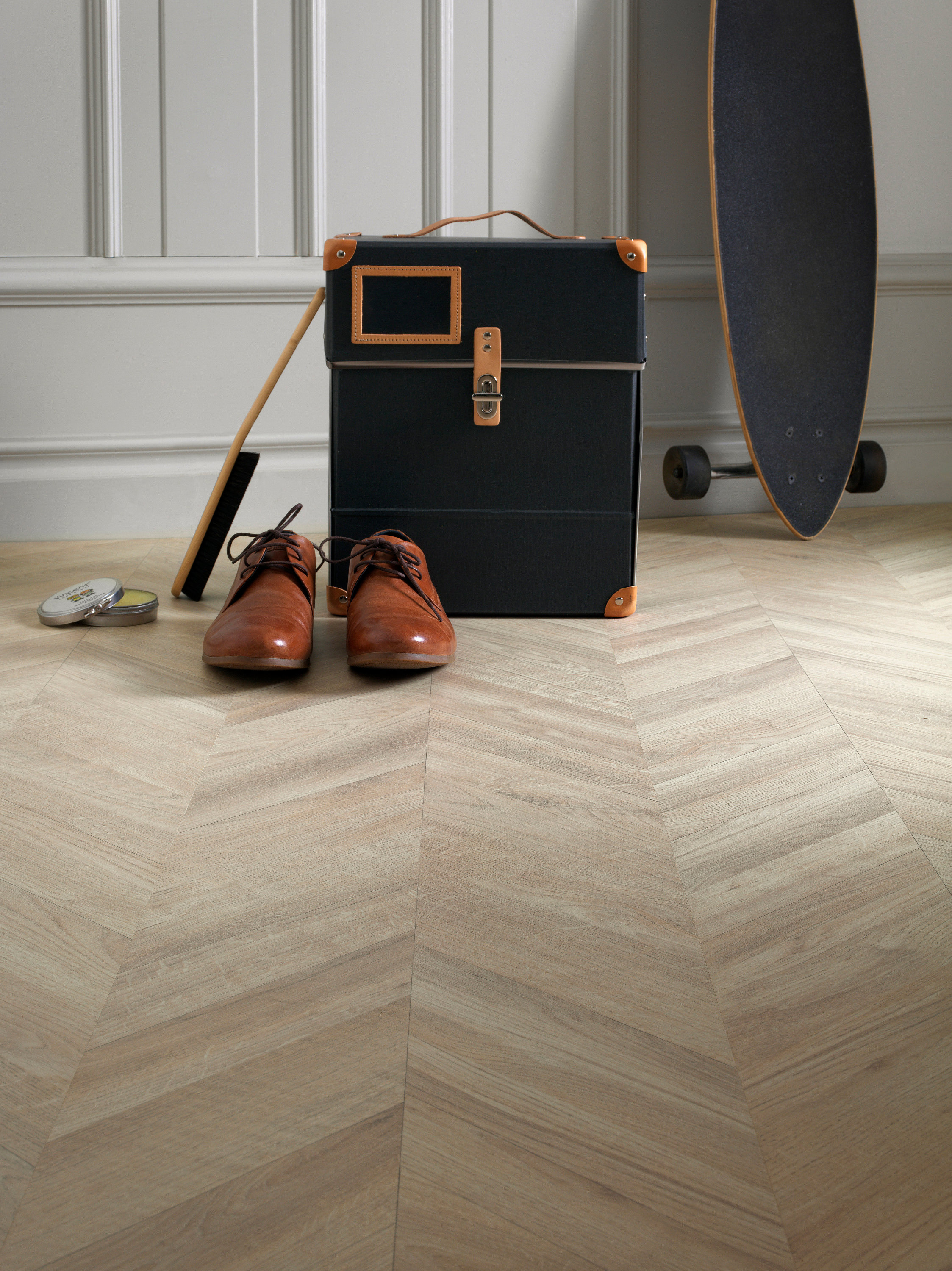 Fiskebeinmønstret gulv