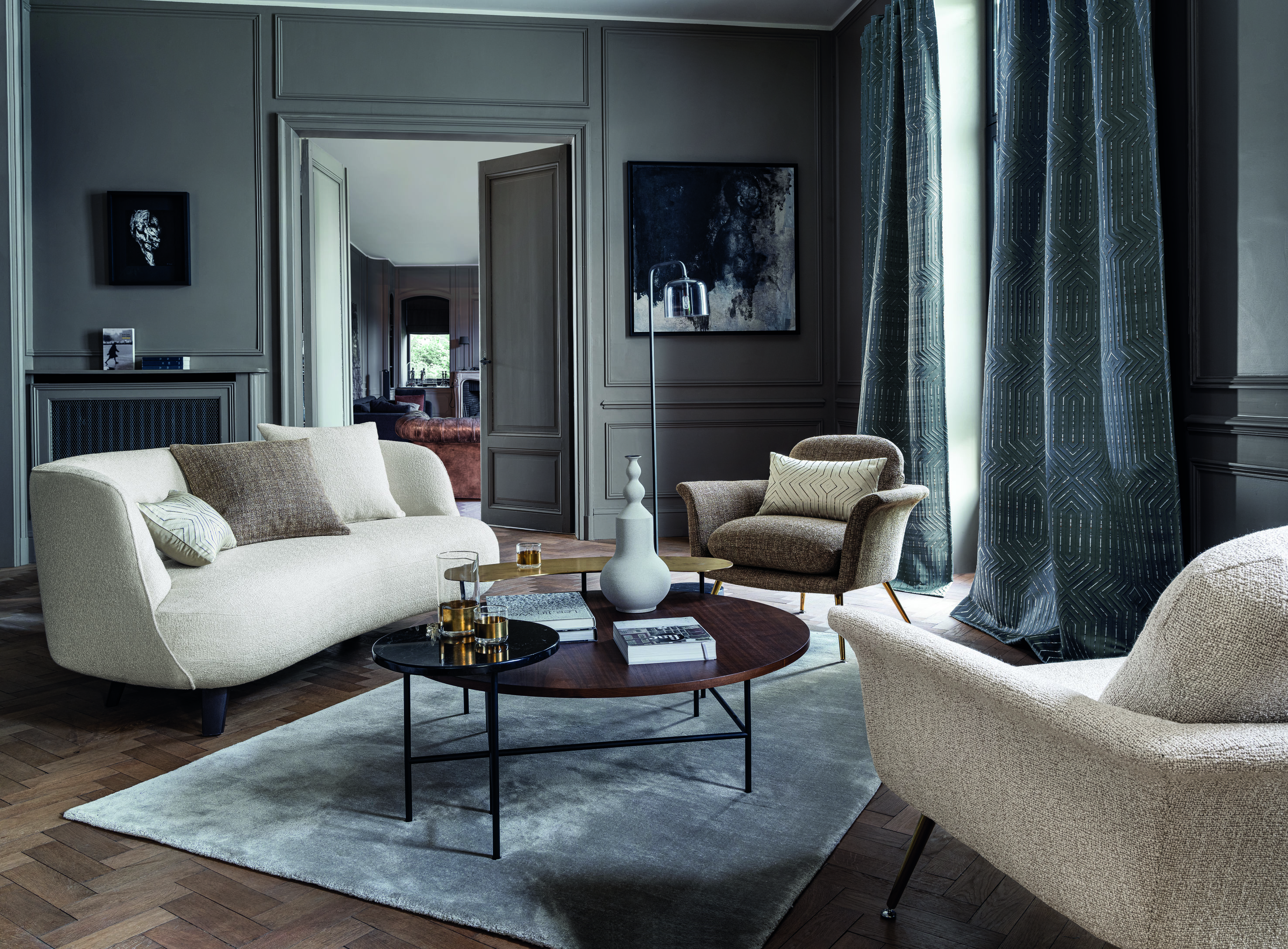 grå stue tekstiler sofa 