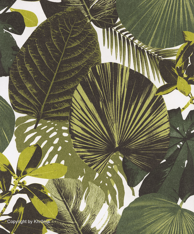 De populære grønne bladene finnes på mange av de nyeste tapetene. Denne er fra Borge og Finndintapet.no.