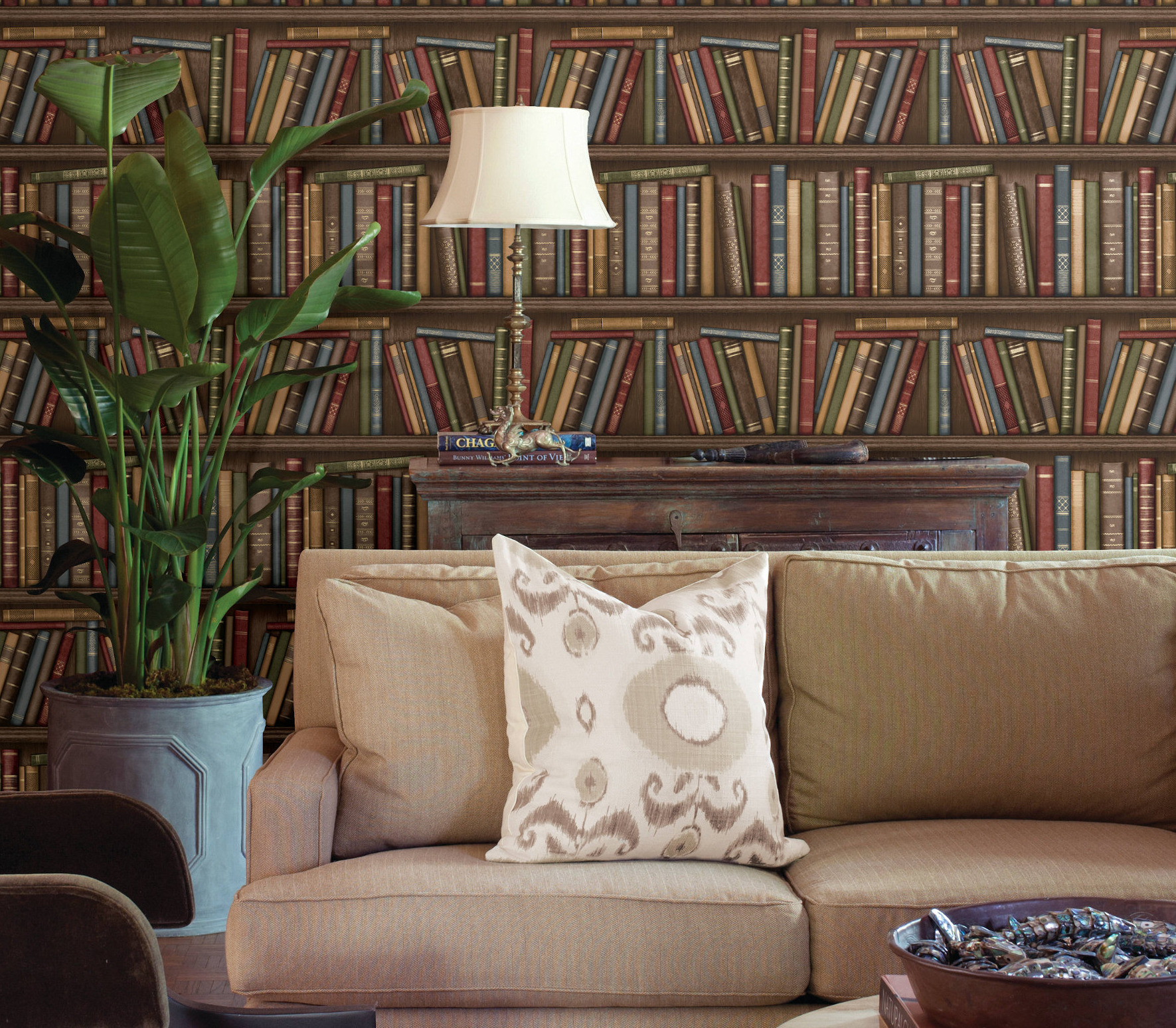 Lag bokhylle med tapet