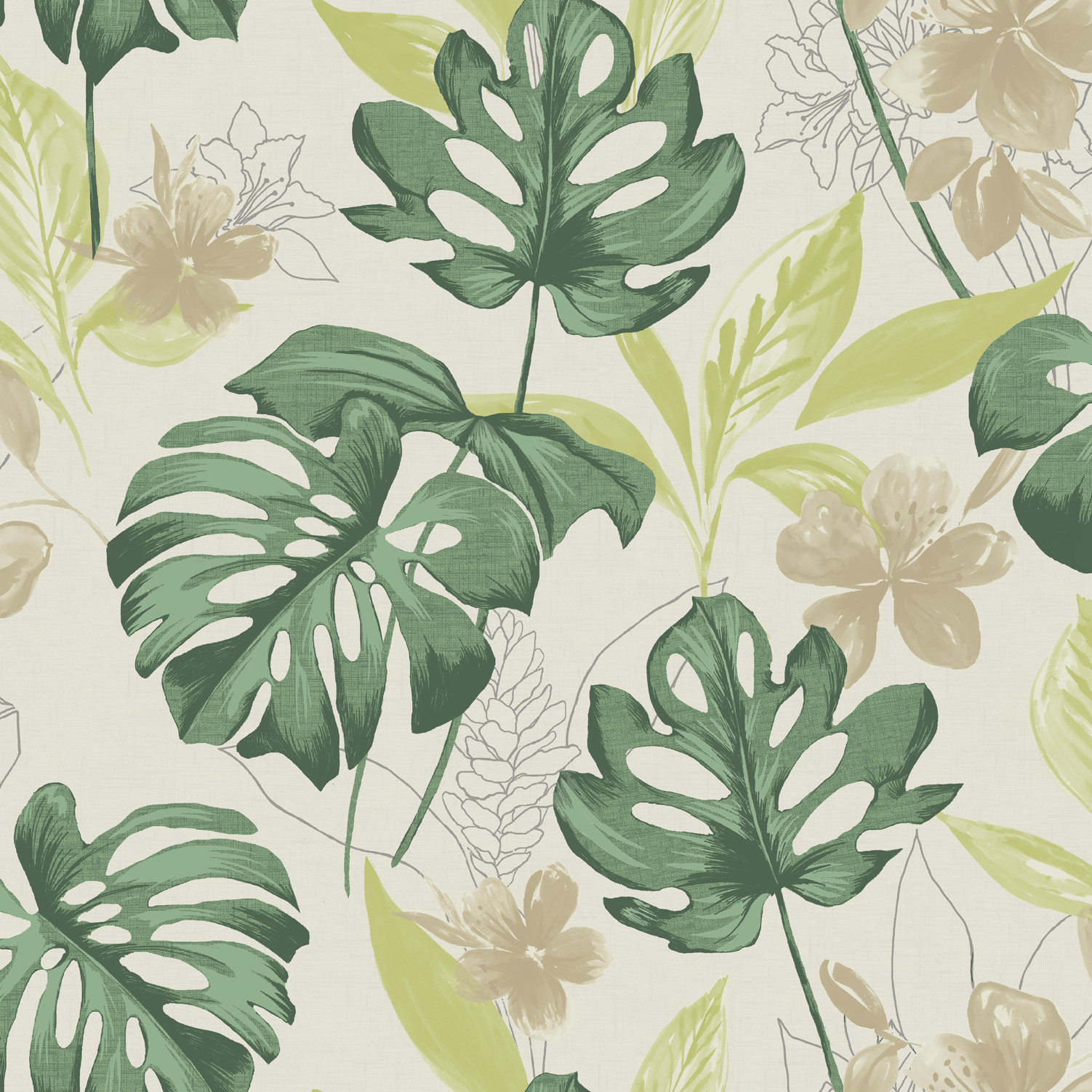 I kolleksjonen Panama fra Storeys finnes det bladmønster i flere farger.