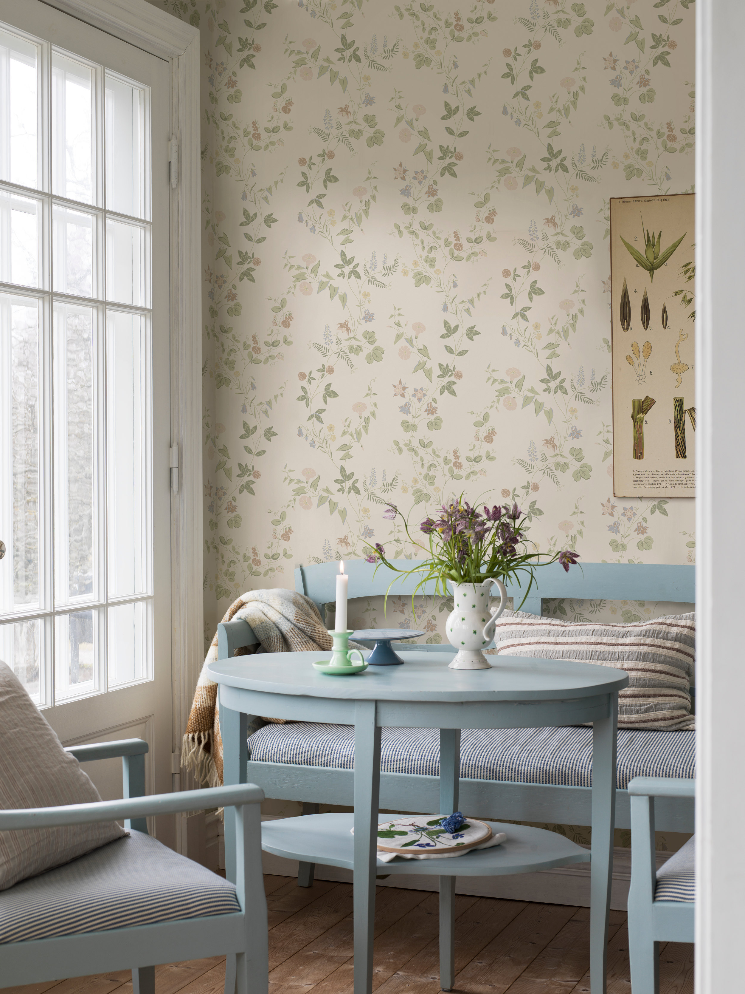 blomster tapet rom interiør