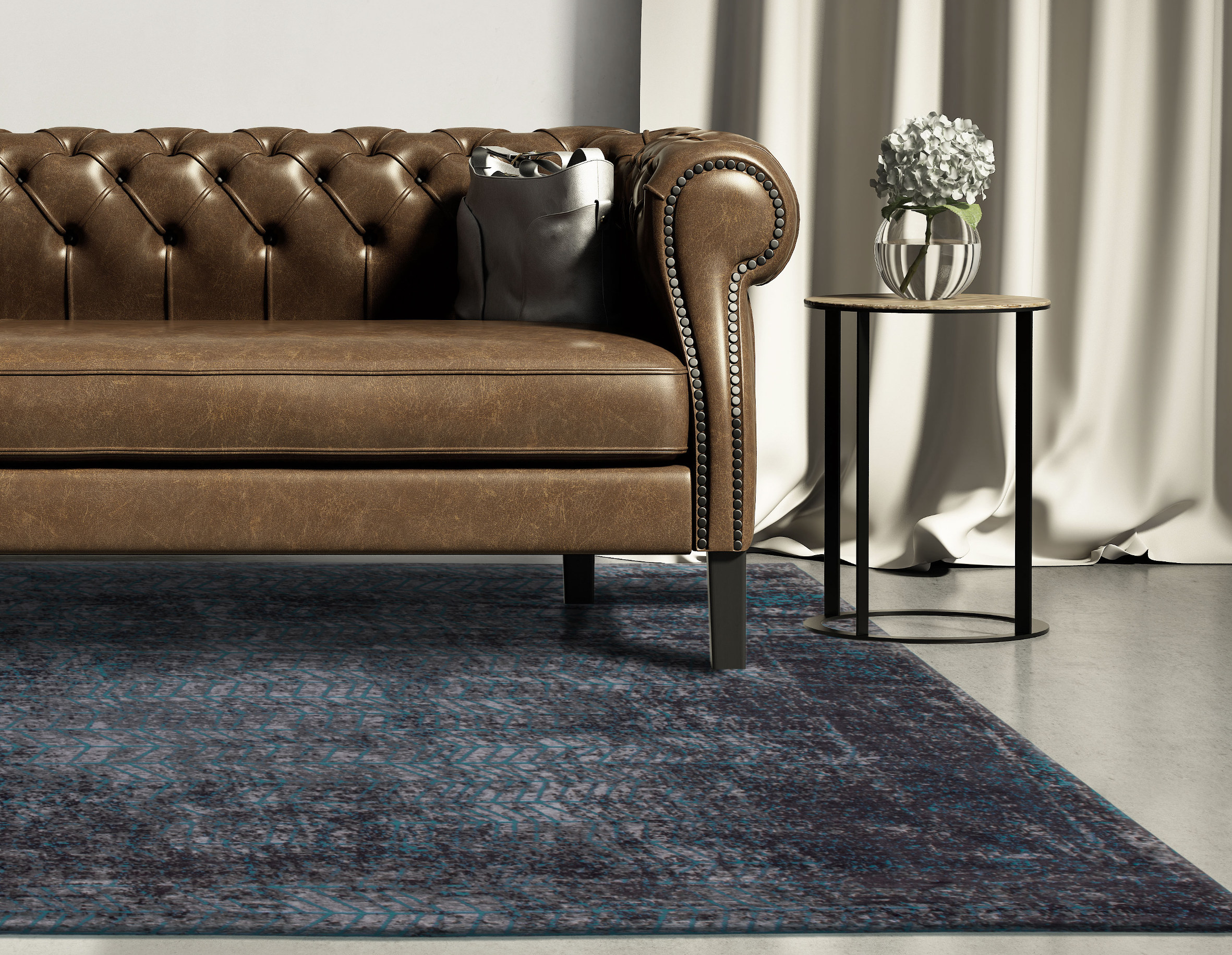 CHENILLE: Teppet i vintage-stil er fra Teppeabo. 