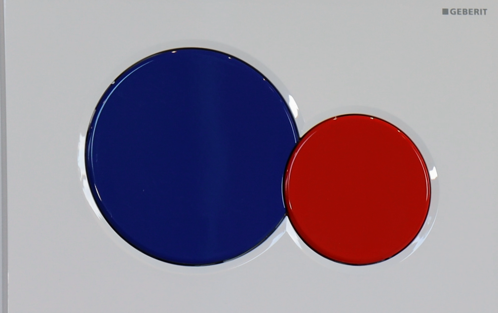 Rød og blå trykkplate