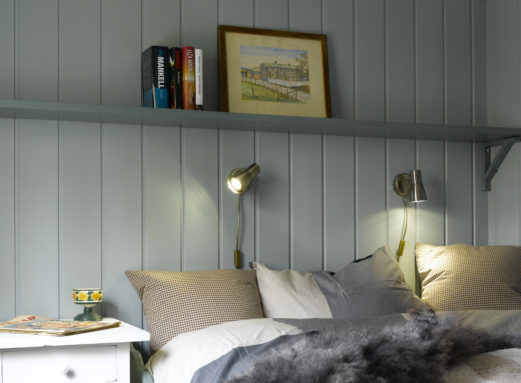 Sover godt med nye farger på hytta