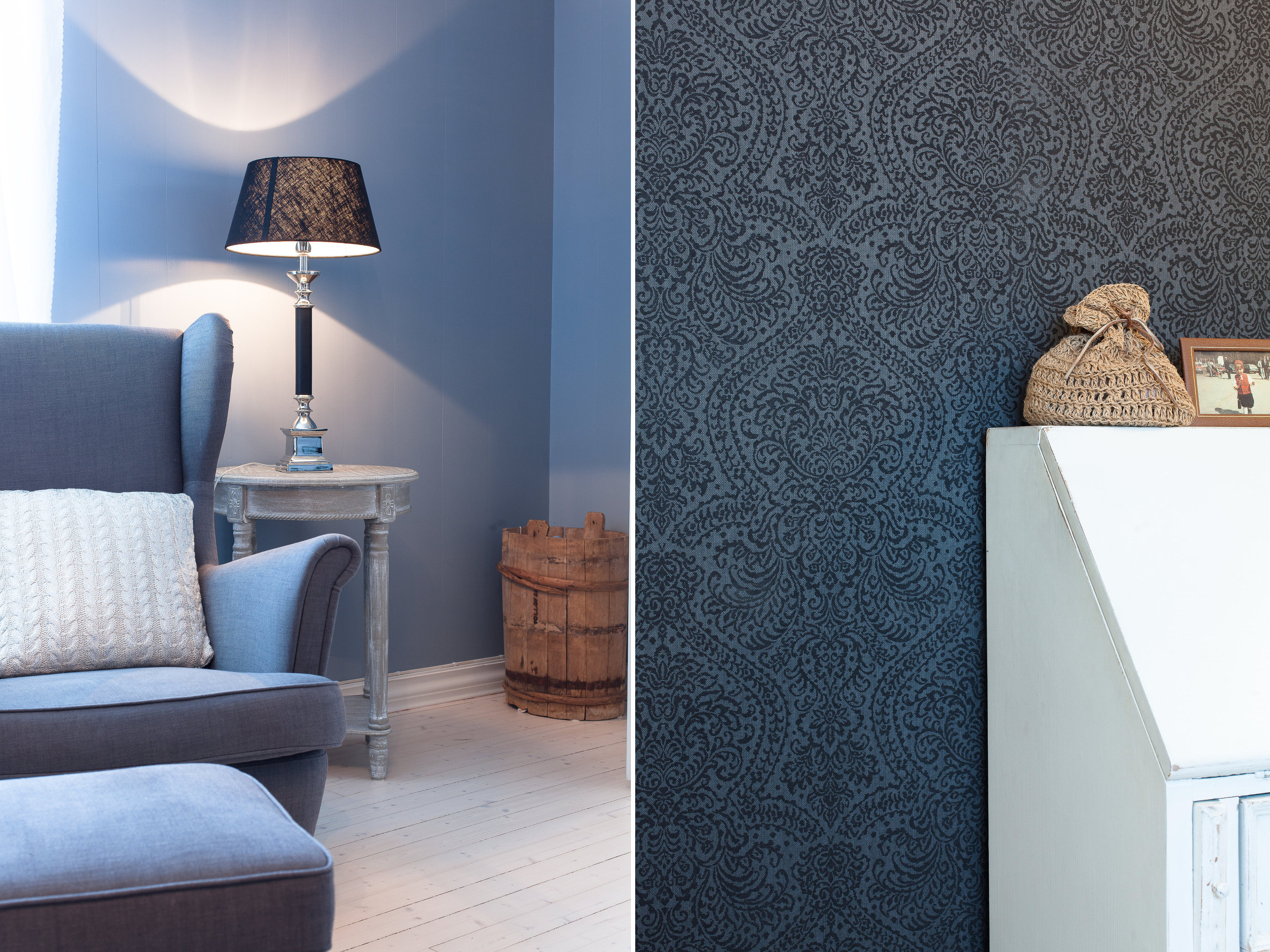 KOMBINASJON: M&oslash;nstret vegg virker lunere enn ensfarget. (Foto: Kristian Owren/ifi.no)