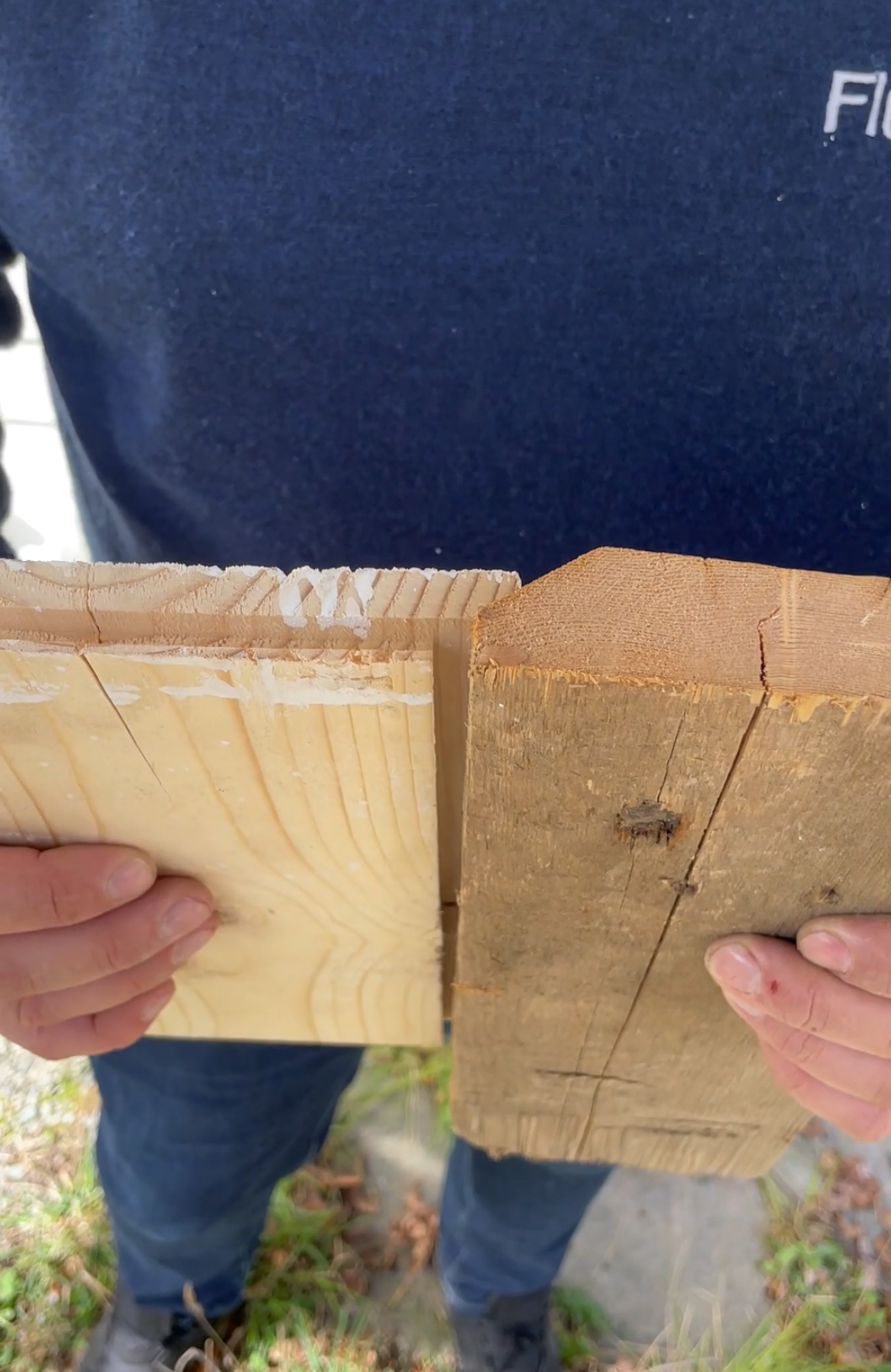 nytt og gammelt treverk, forskjellig årringer