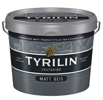 Tyrilin Matt Beis finnes i 15 tidsriktige farger hentet fra fjellets fargepalett. Beisen er vanntynnet og basert på alkyder, forsterket med akryl, og tørker raskere enn tradisjonell oljebeis. 