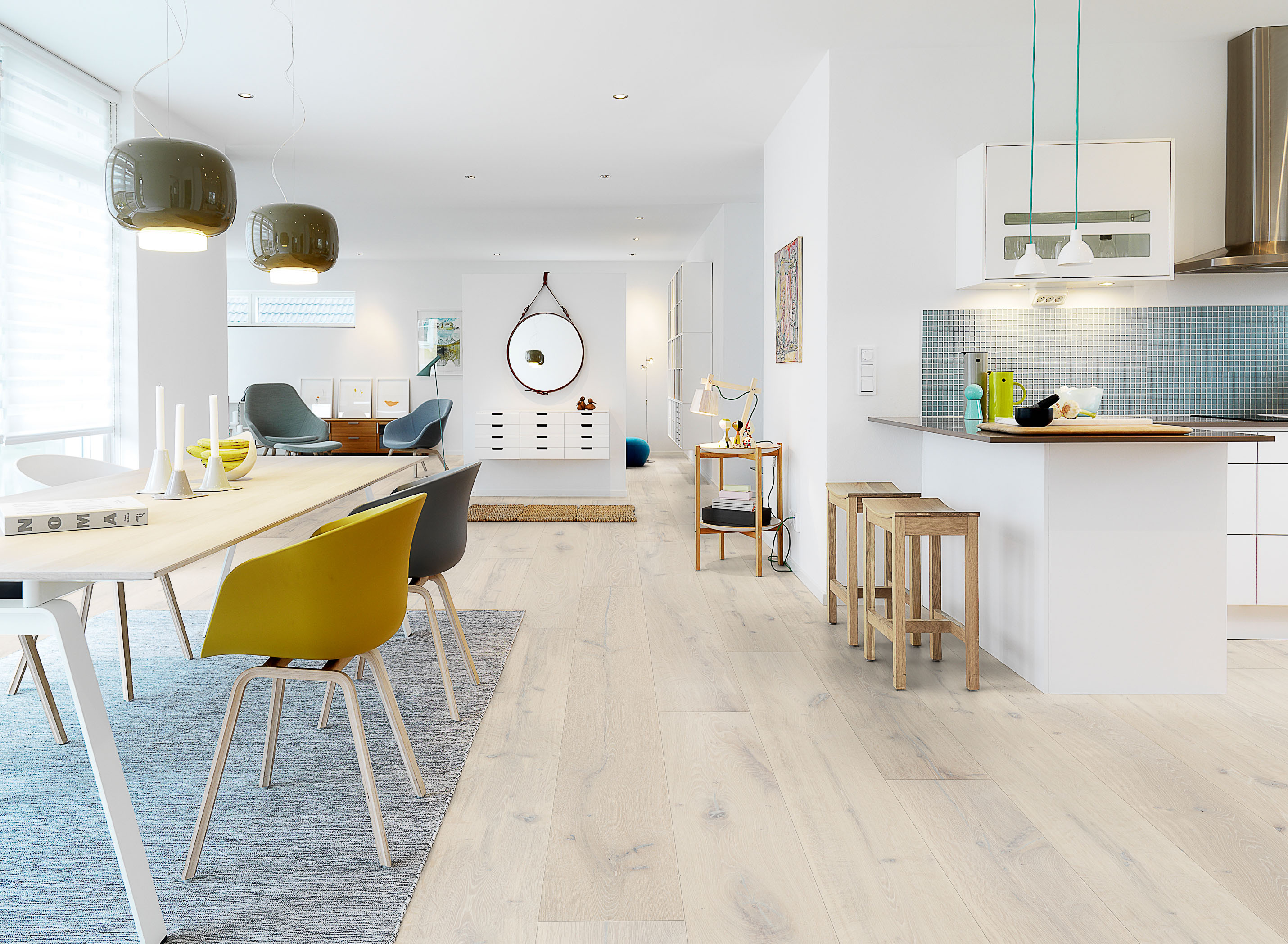 Lyst parkett i interiøret