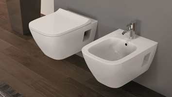 PLASSBESPARENDE: Et vegghengt toalett vil være det beste valget for et lite bad. Geberit Smyle Square er et lite vegghengt toalett designet for å spare plass, og bygger kun 49 cm ut i rommet.        