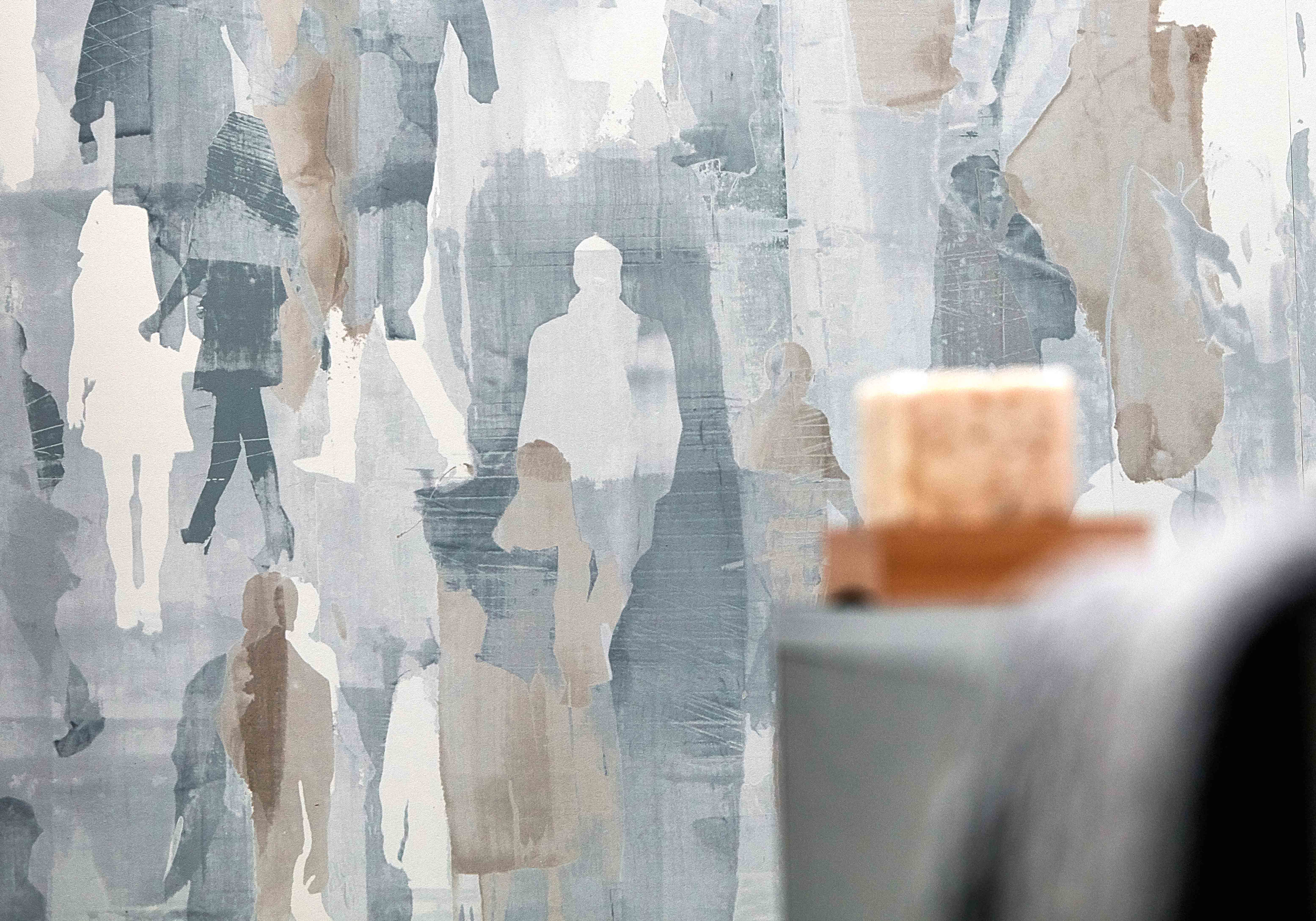 Blått og brunt tapet