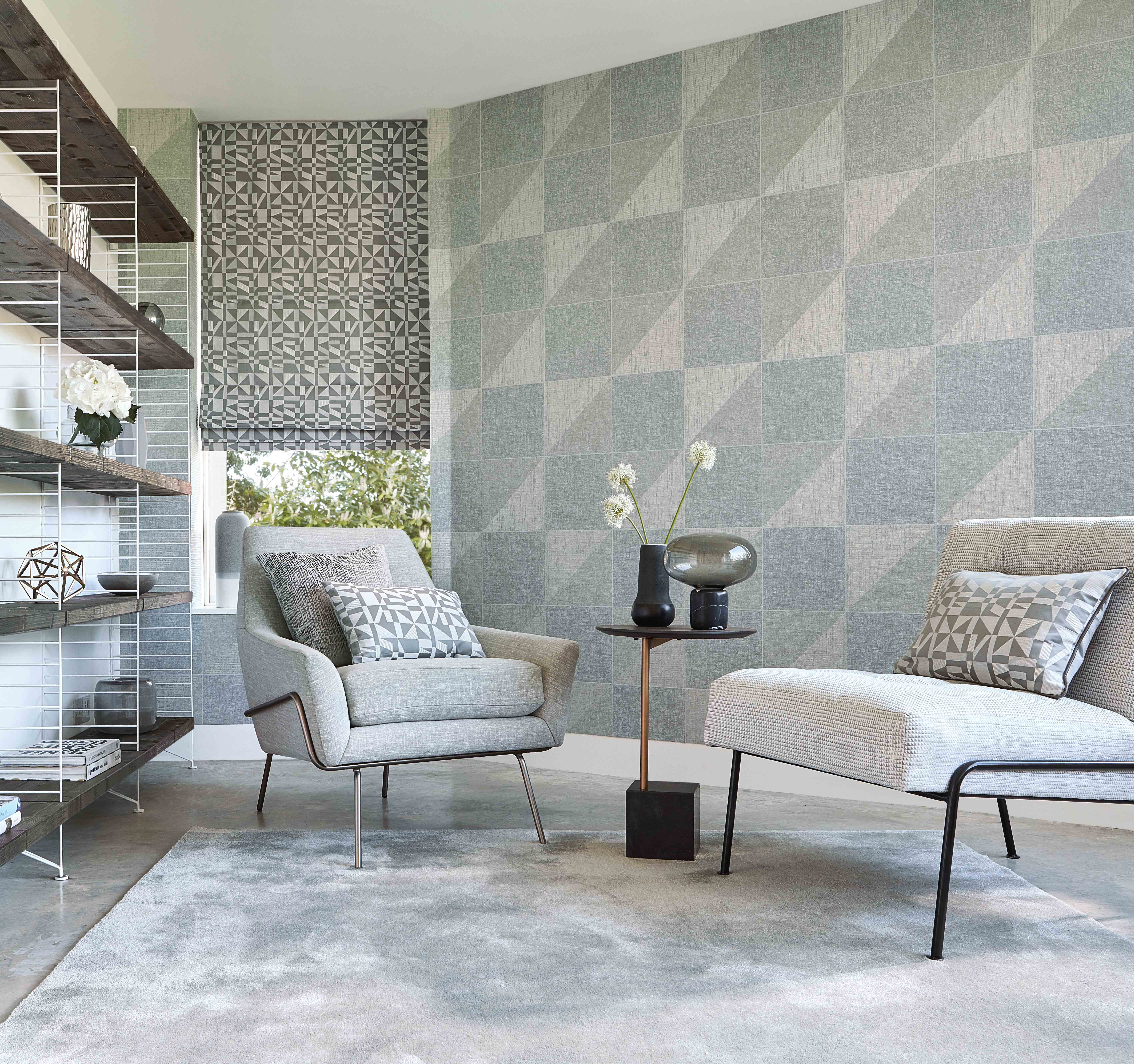 Blått og hvitt tapet